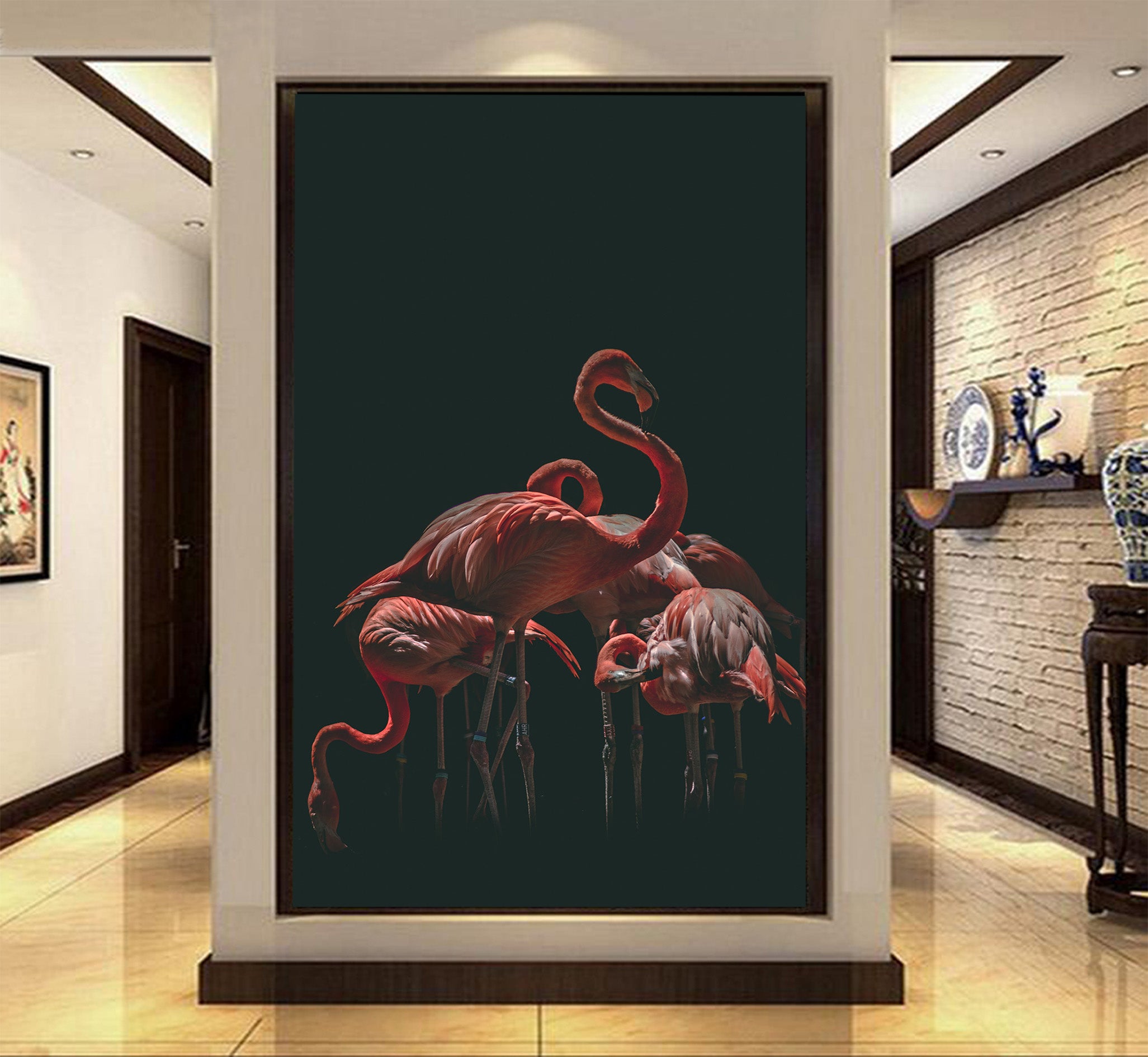 3D Elegant Flamingo 107 Wall Murals