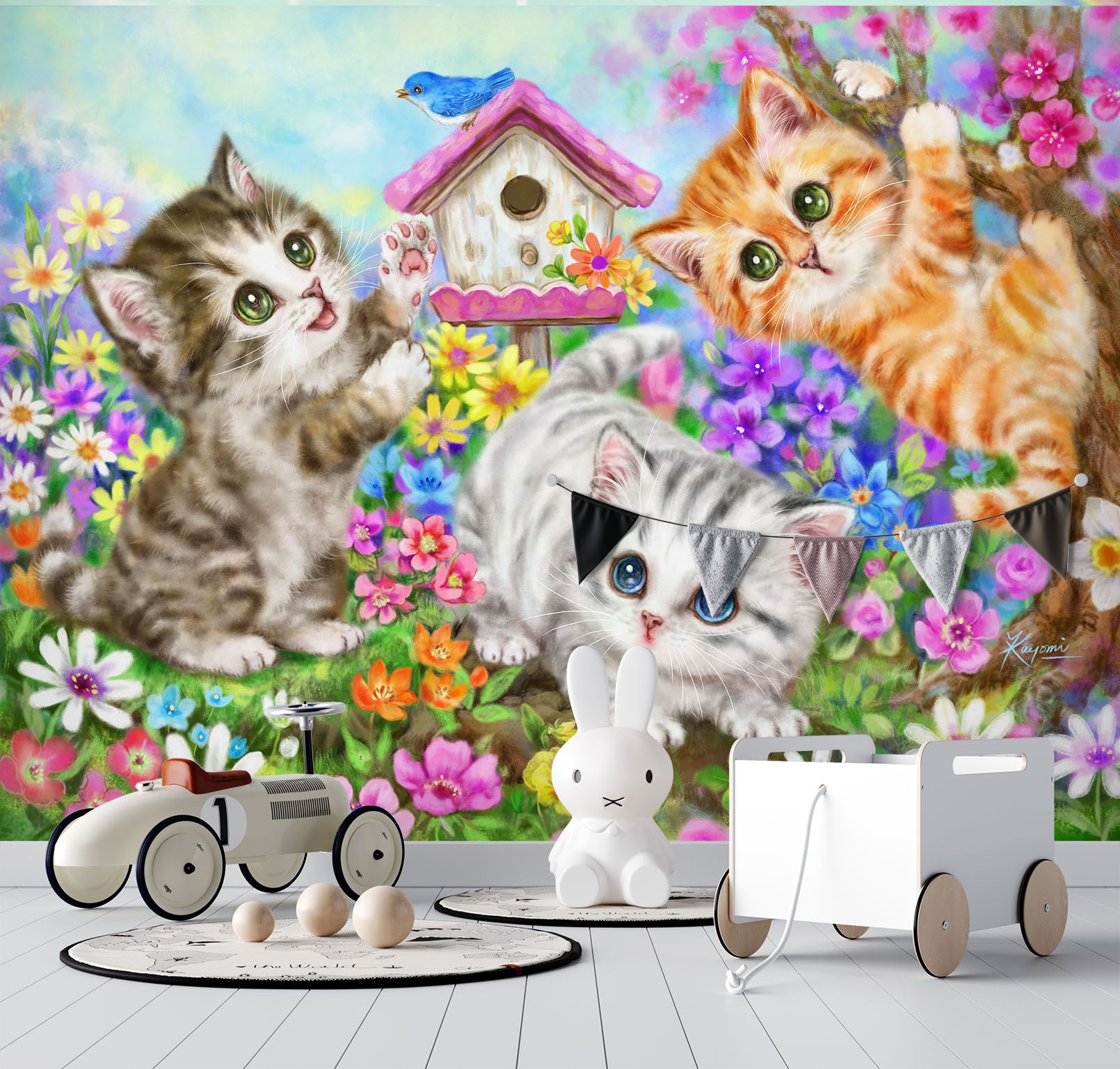 3D Garden Cat 5411 Kayomi Harai Wall Mural Wall Murals