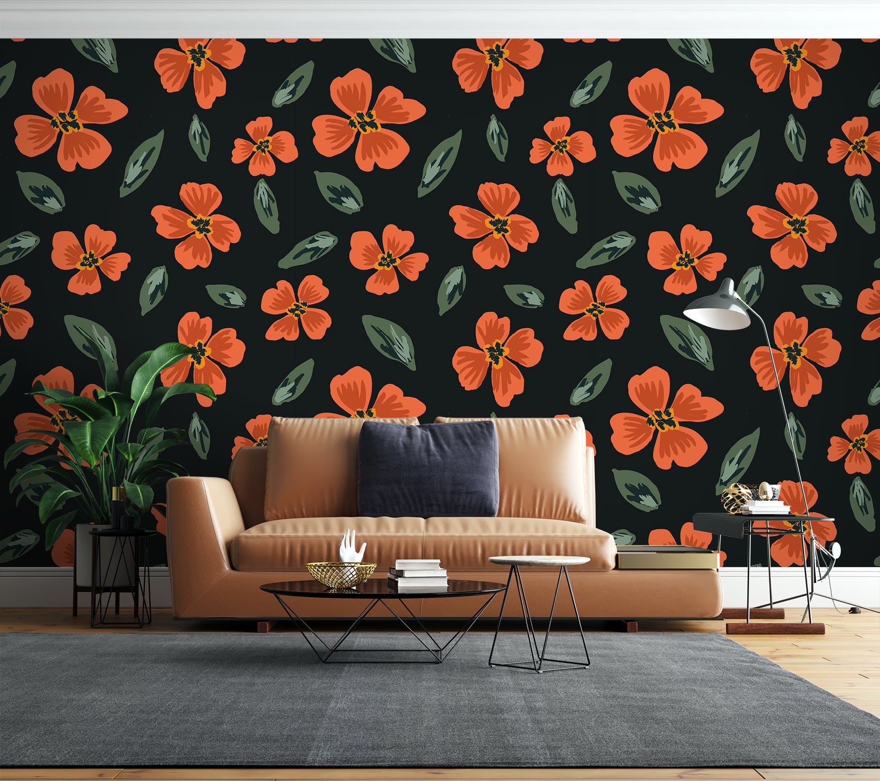 3D Red Flowers 12072 Kashmira Jayaprakash Wall Mural Wall Murals