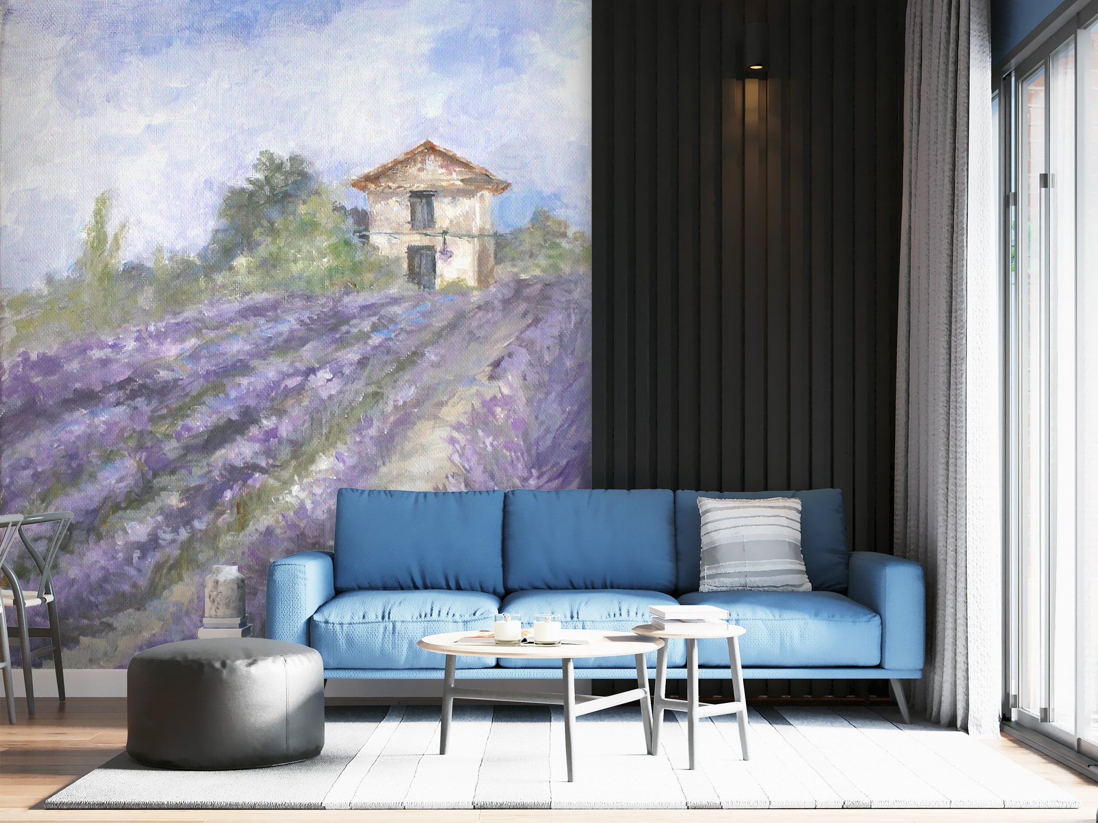 3D Purple Flower Field 3175 Debi Coules Wall Mural Wall Murals