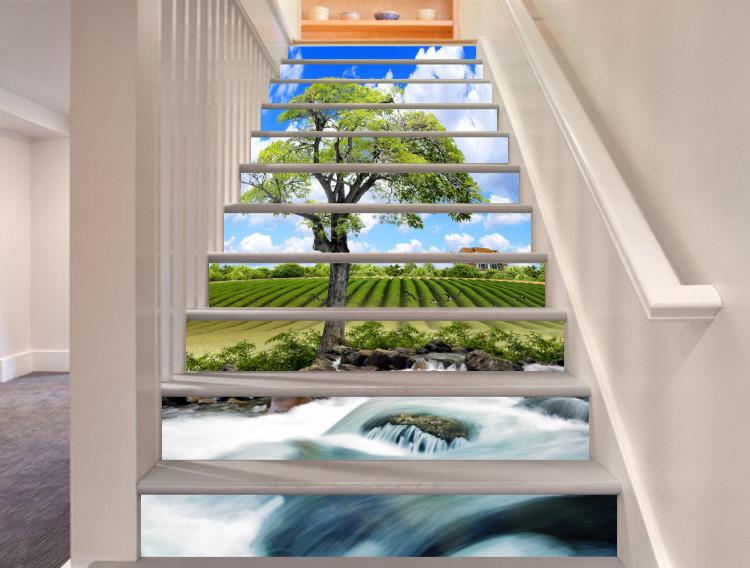 3D Riverside Tree And Farmland 384 Stair Risers Wallpaper AJ Wallpaper 