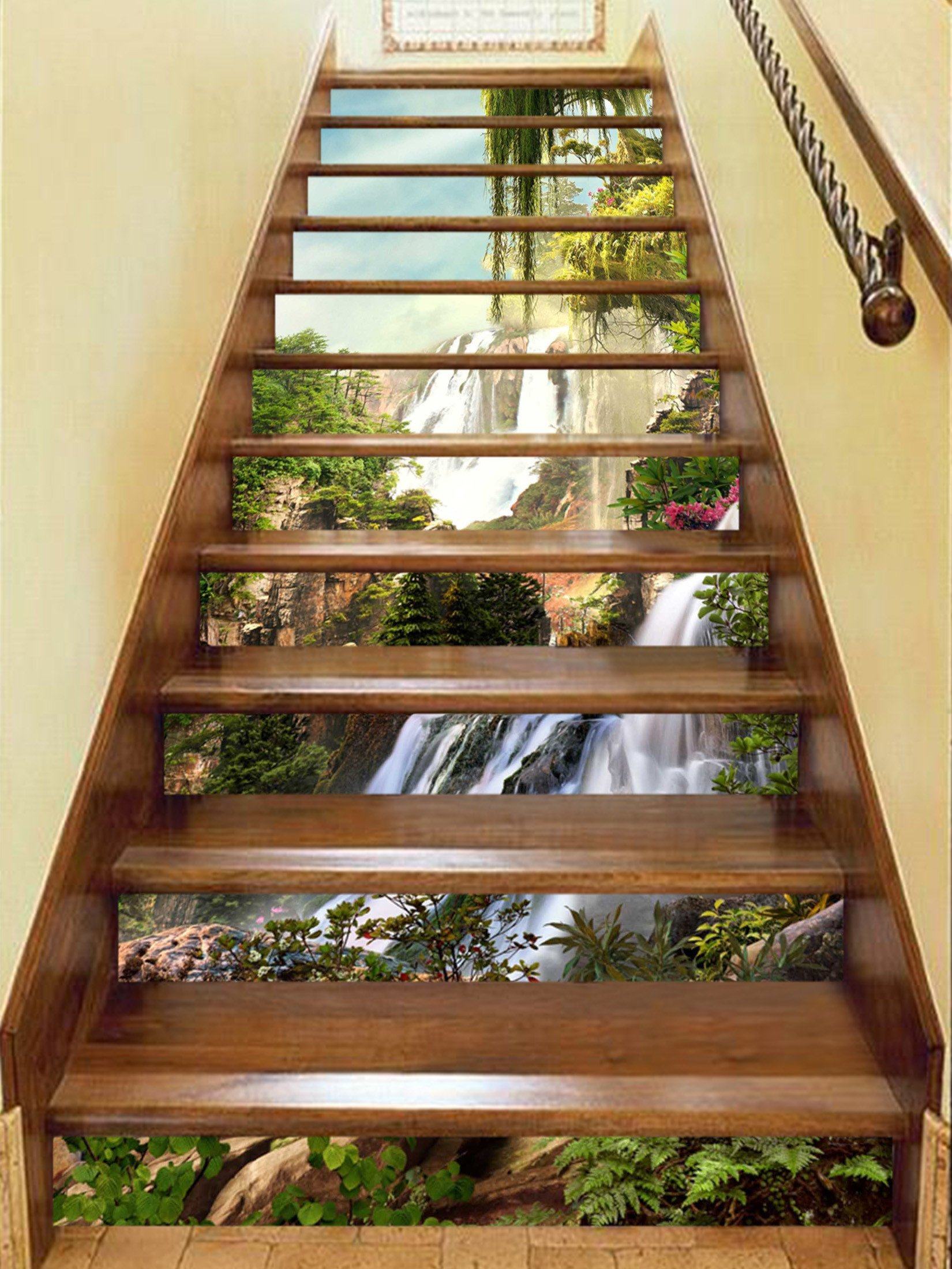 3D Waterfall Fairyland 1357 Stair Risers Wallpaper AJ Wallpaper 