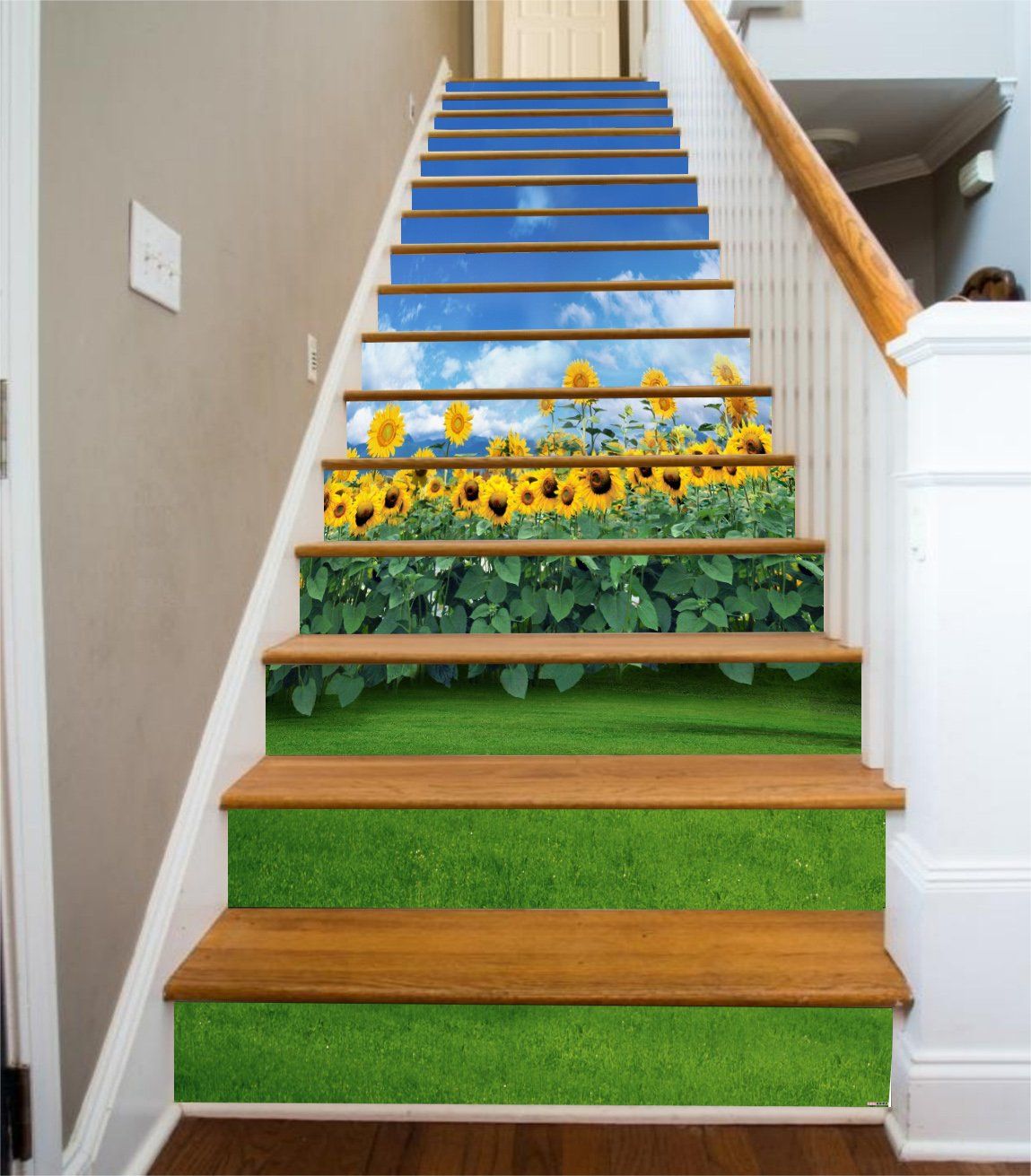 3D Sunflower 3760 Stair Risers Wallpaper AJ Wallpaper 