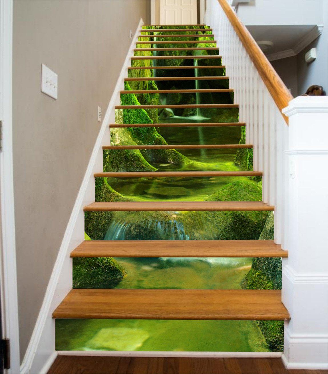 3D Pretty River Scenery 480 Stair Risers Wallpaper AJ Wallpaper 