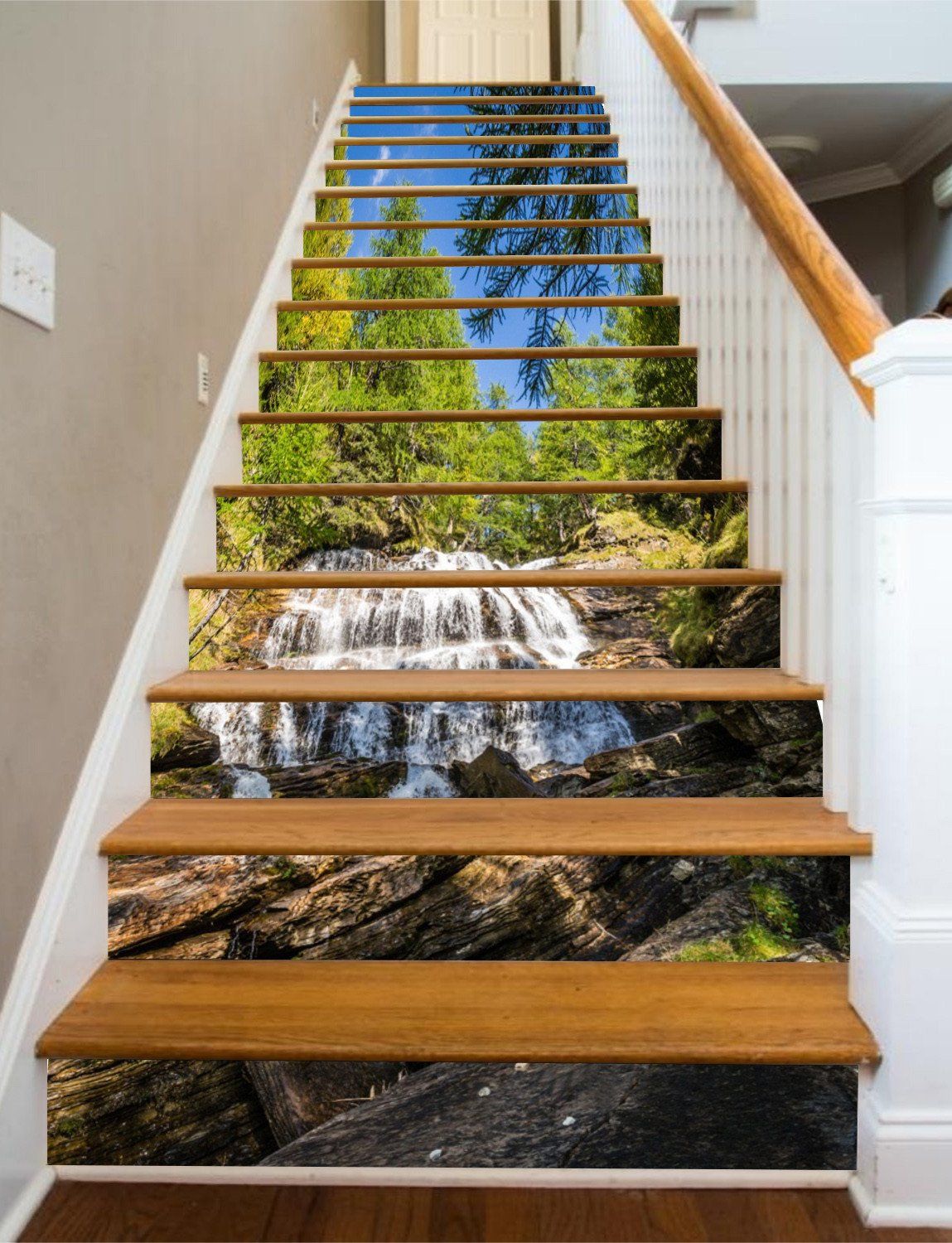 3D Forest Rocks River 34 Stair Risers Wallpaper AJ Wallpaper 