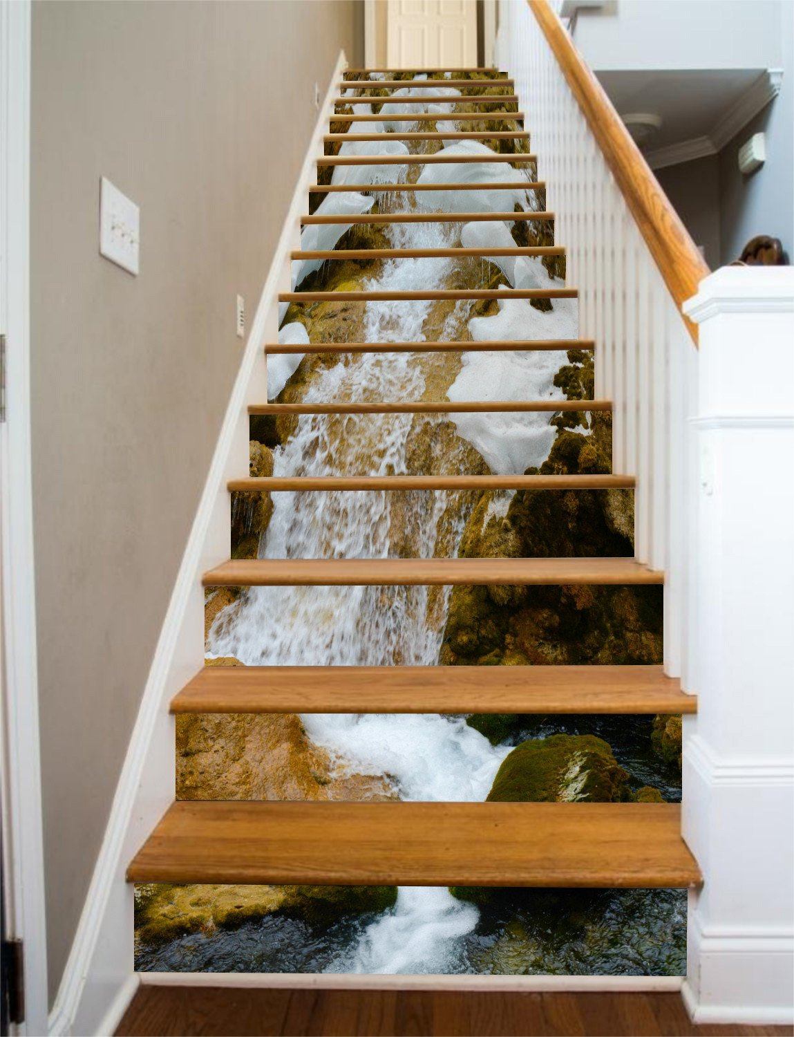 3D River Melting Snow 657 Stair Risers Wallpaper AJ Wallpaper 