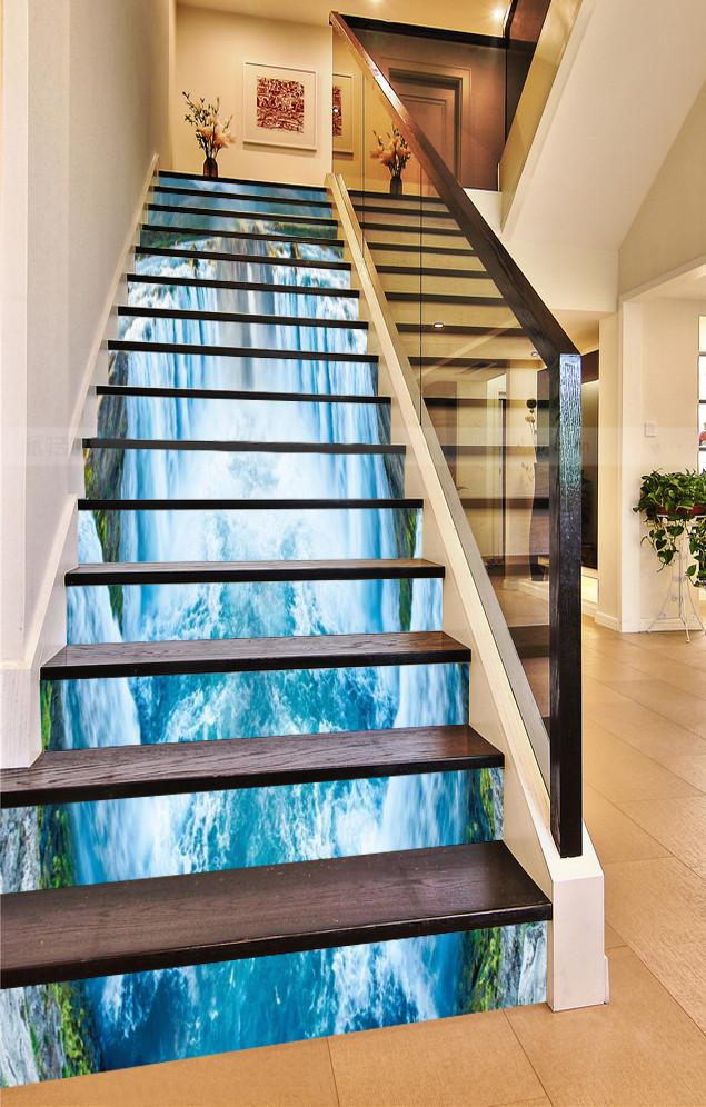 3D Wide Waterfalls 511 Stair Risers Wallpaper AJ Wallpaper 