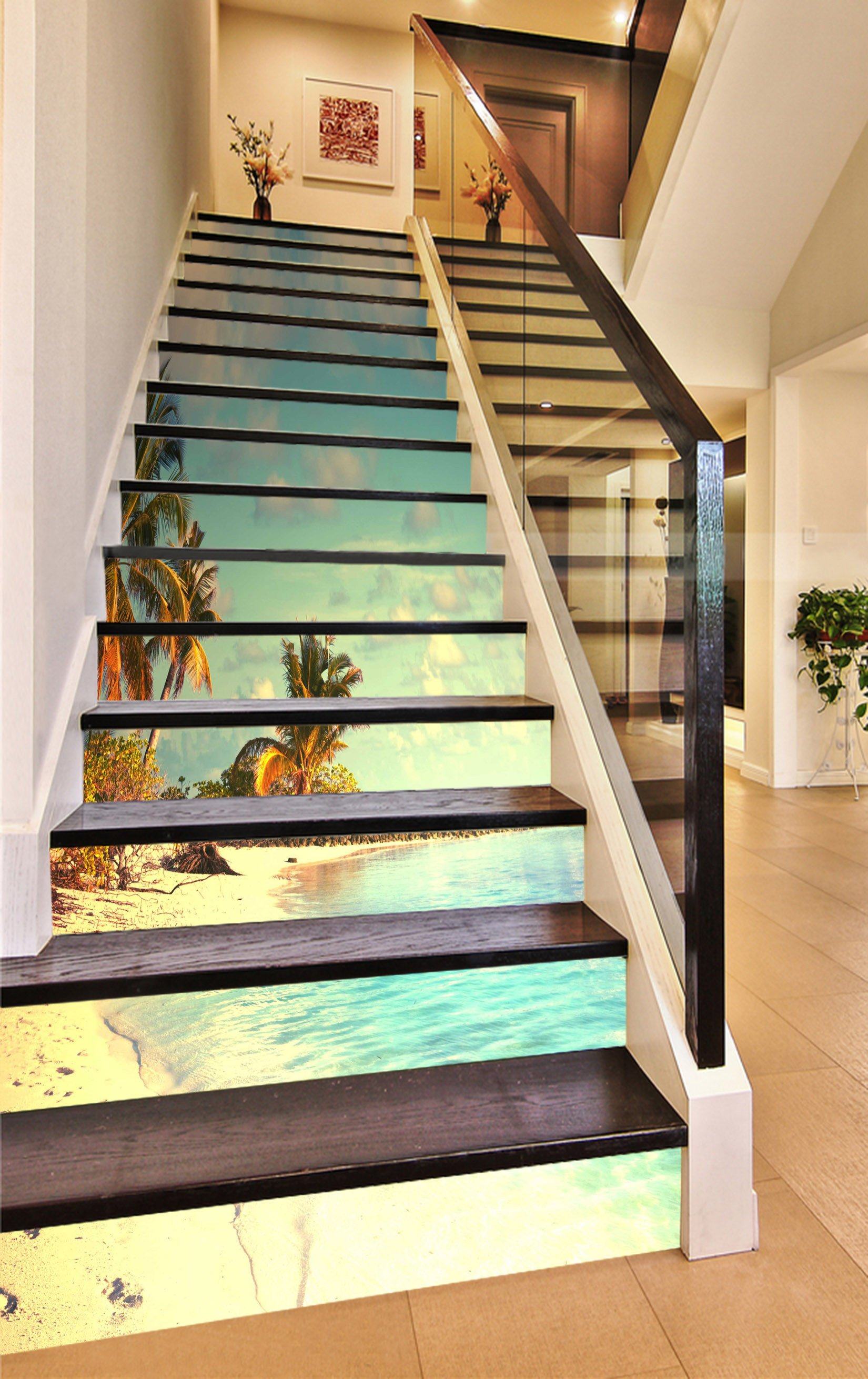 3D Tropical Beach Scenery 796 Stair Risers Wallpaper AJ Wallpaper 