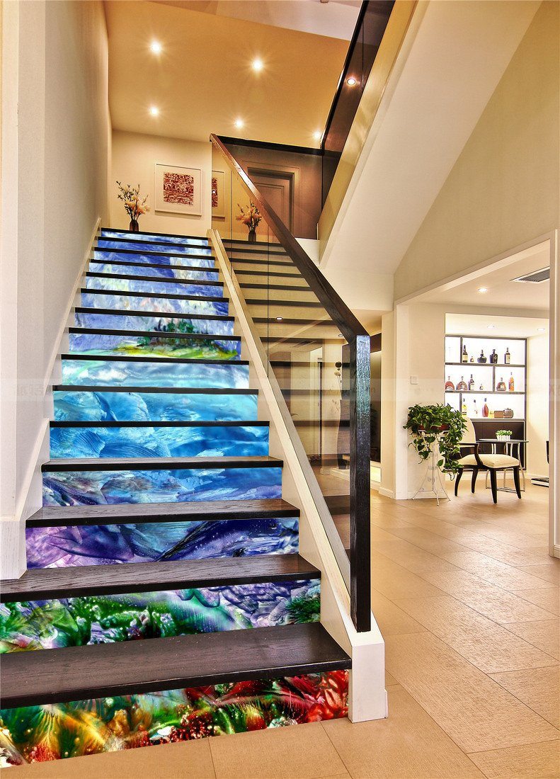 3D Color Sea Painting 486 Stair Risers Wallpaper AJ Wallpaper 