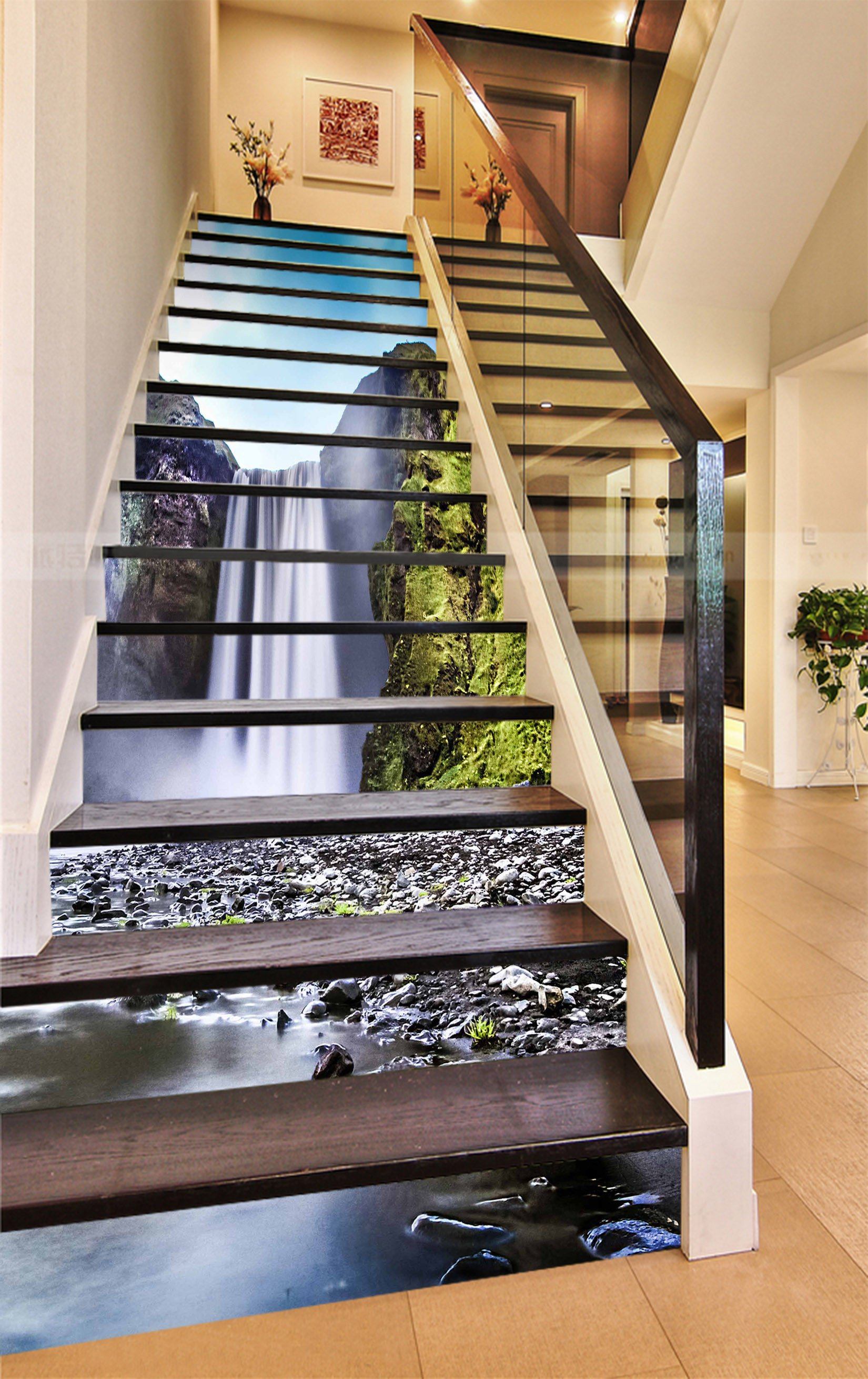 3D Waterfall Stones 825 Stair Risers Wallpaper AJ Wallpaper 