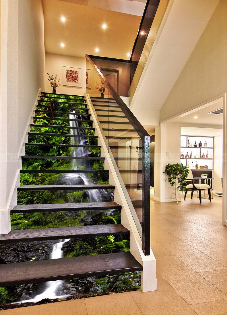 3D Vertical Stream 89 Stair Risers Wallpaper AJ Wallpaper 