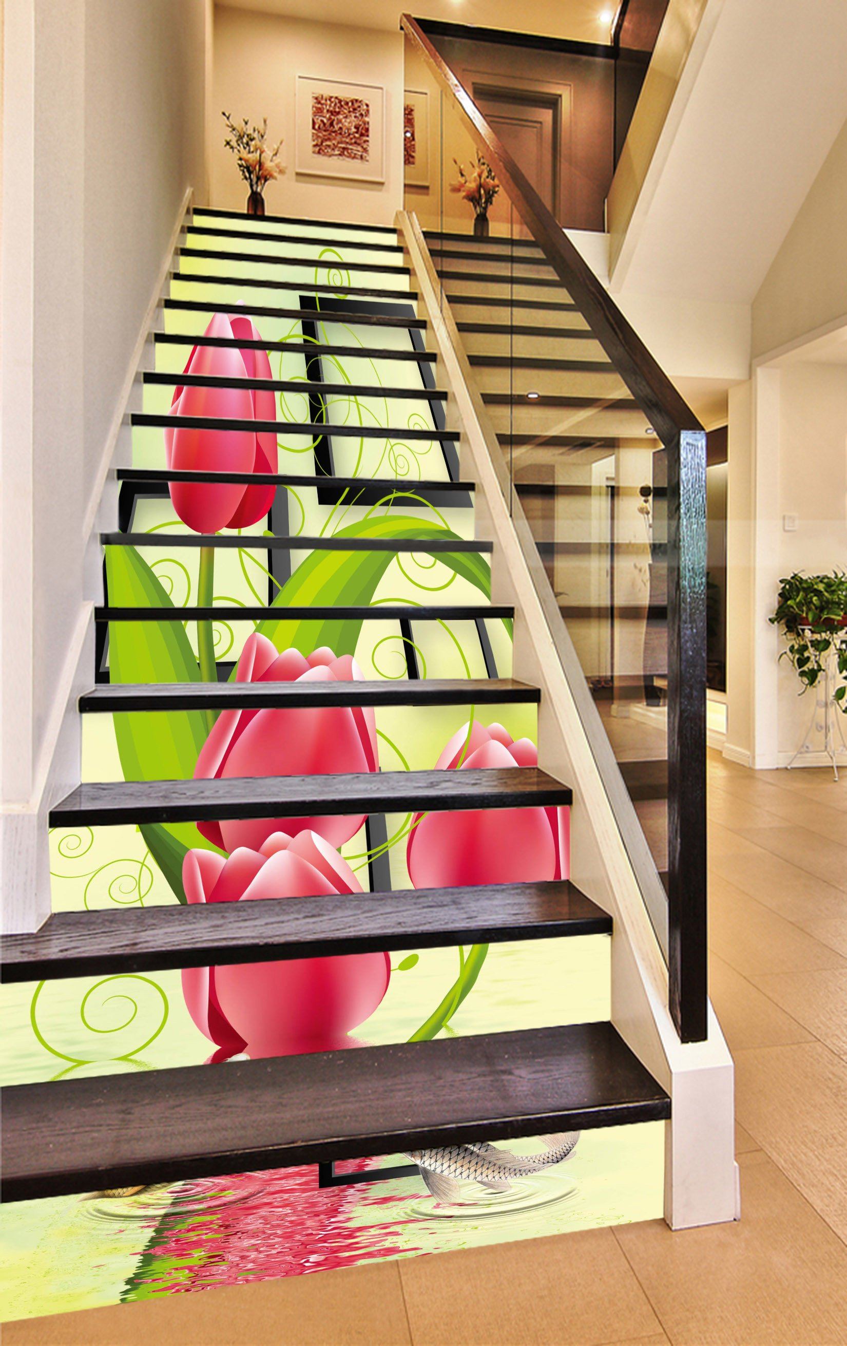 3D Flowers Frames 774 Stair Risers Wallpaper AJ Wallpaper 