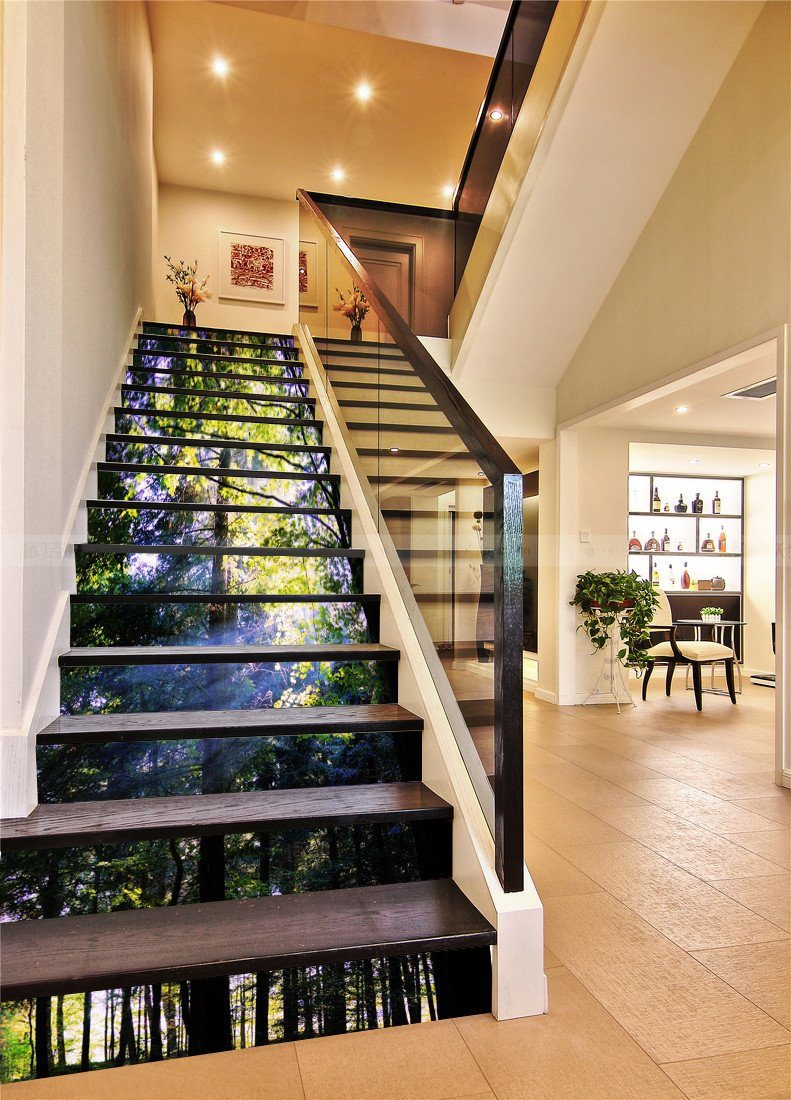 3D Pretty Forest Sunshine 394 Stair Risers Wallpaper AJ Wallpaper 