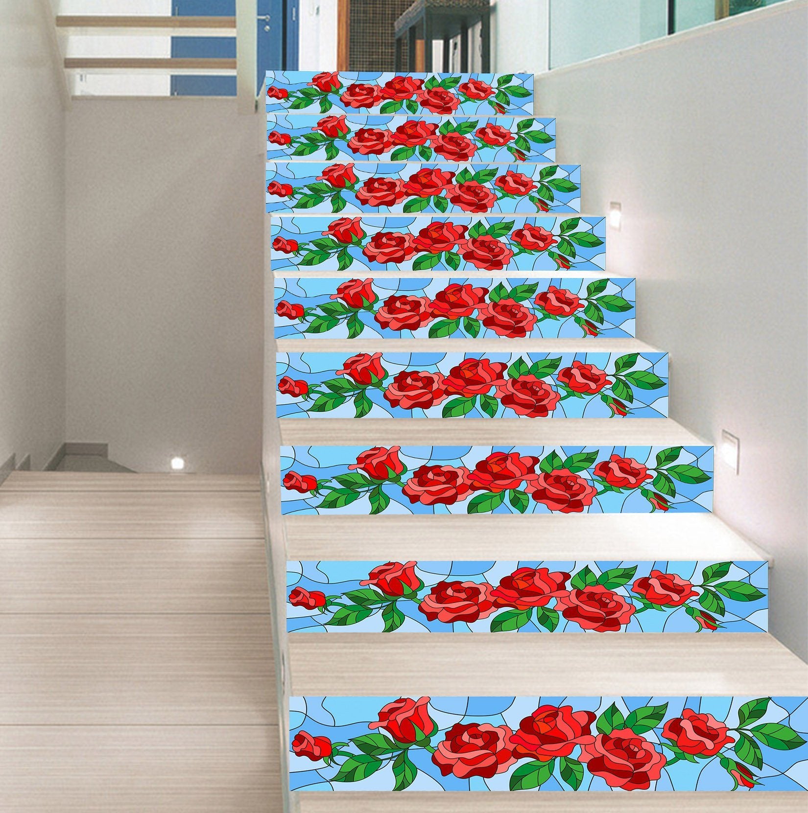 3D Red Rose 2109 Stair Risers Wallpaper AJ Wallpaper 