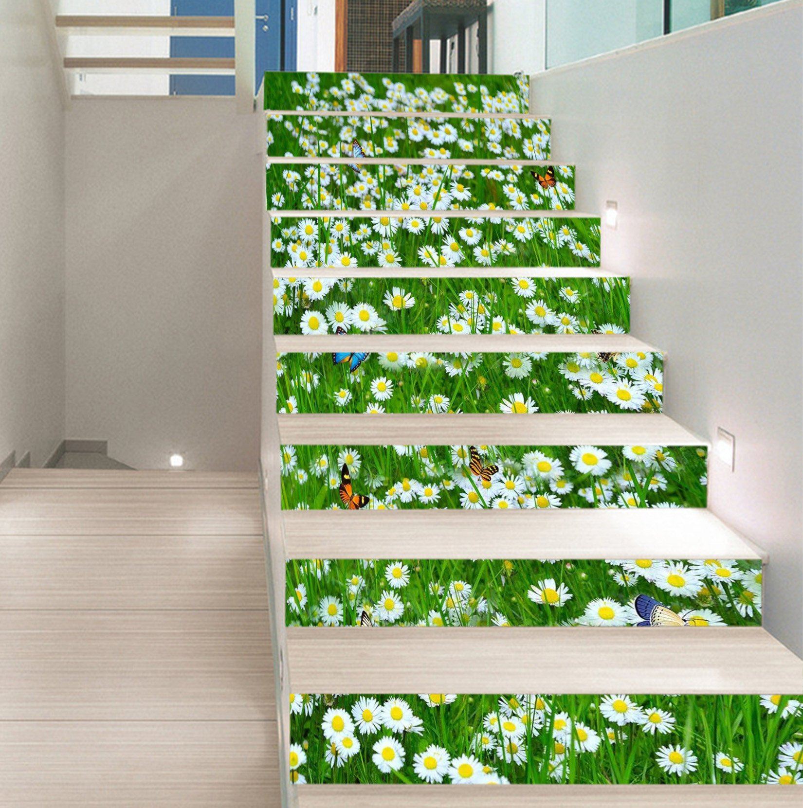 3D Flowers Field Butterflies 1612 Stair Risers Wallpaper AJ Wallpaper 