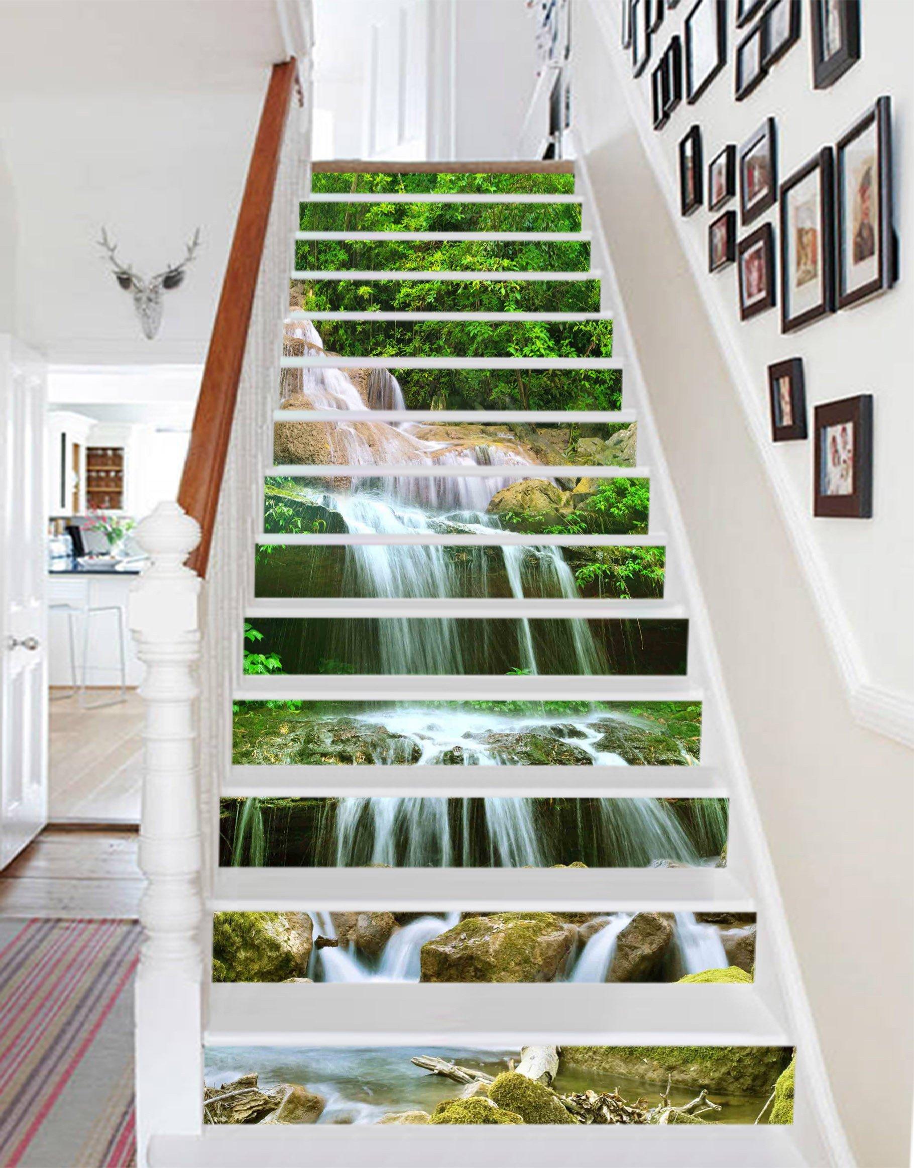 3D Mountain Spring Creek 409 Stair Risers Wallpaper AJ Wallpaper 