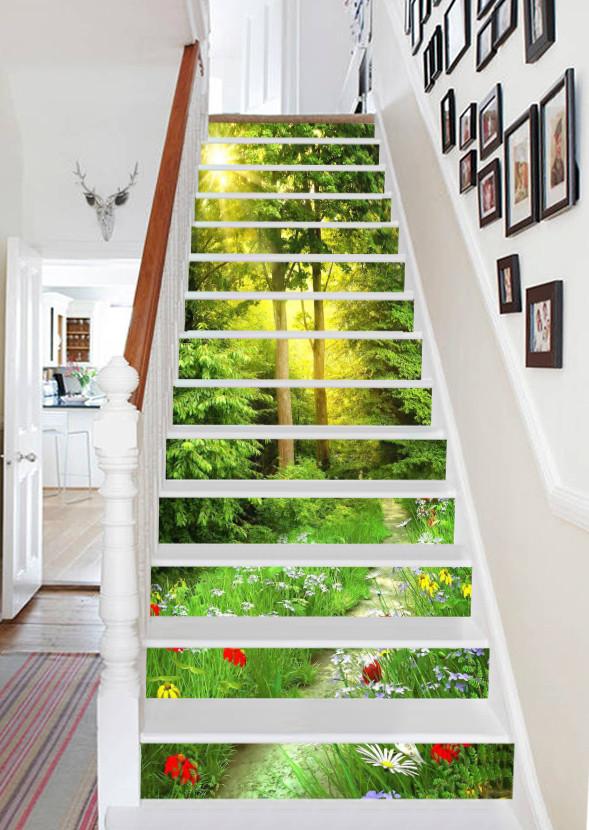 3D Forest Sunshine And Flowers 699 Stair Risers Wallpaper AJ Wallpaper 