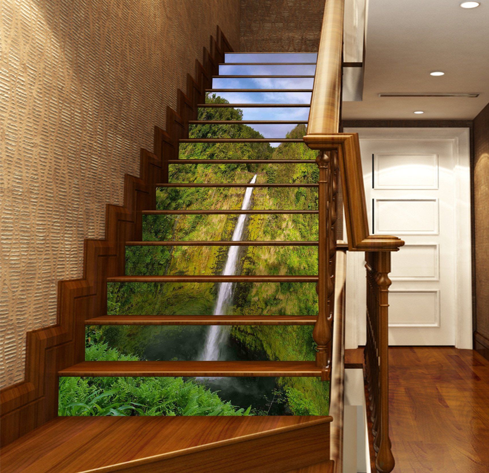 3D Straight Waterfall 803 Stair Risers Wallpaper AJ Wallpaper 