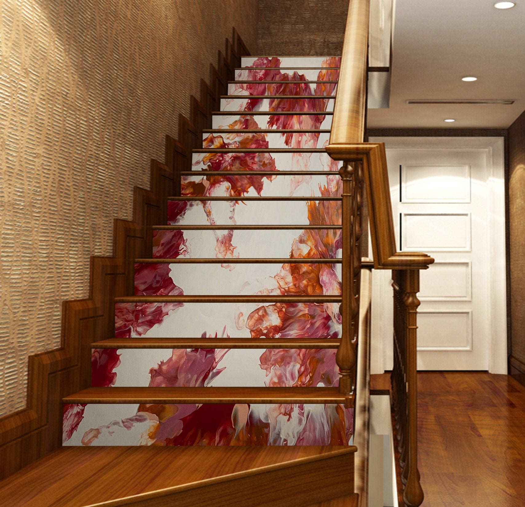 3D Red Water Paint Texture 90188 Valerie Latrice Stair Risers