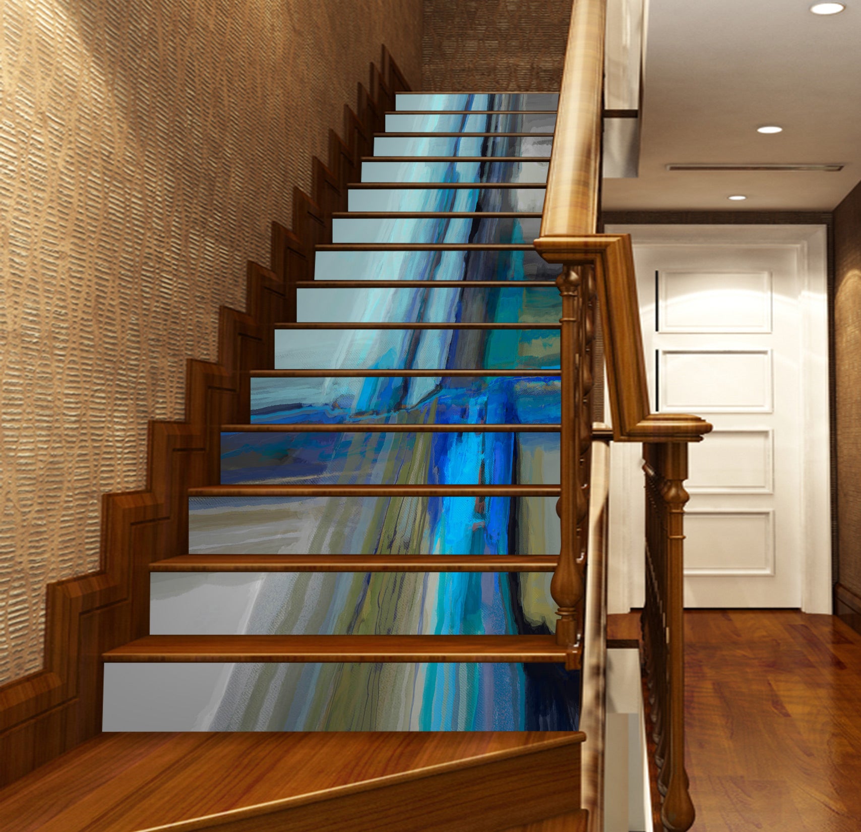 3D Blue Texture 9458 Michael Tienhaara Stair Risers