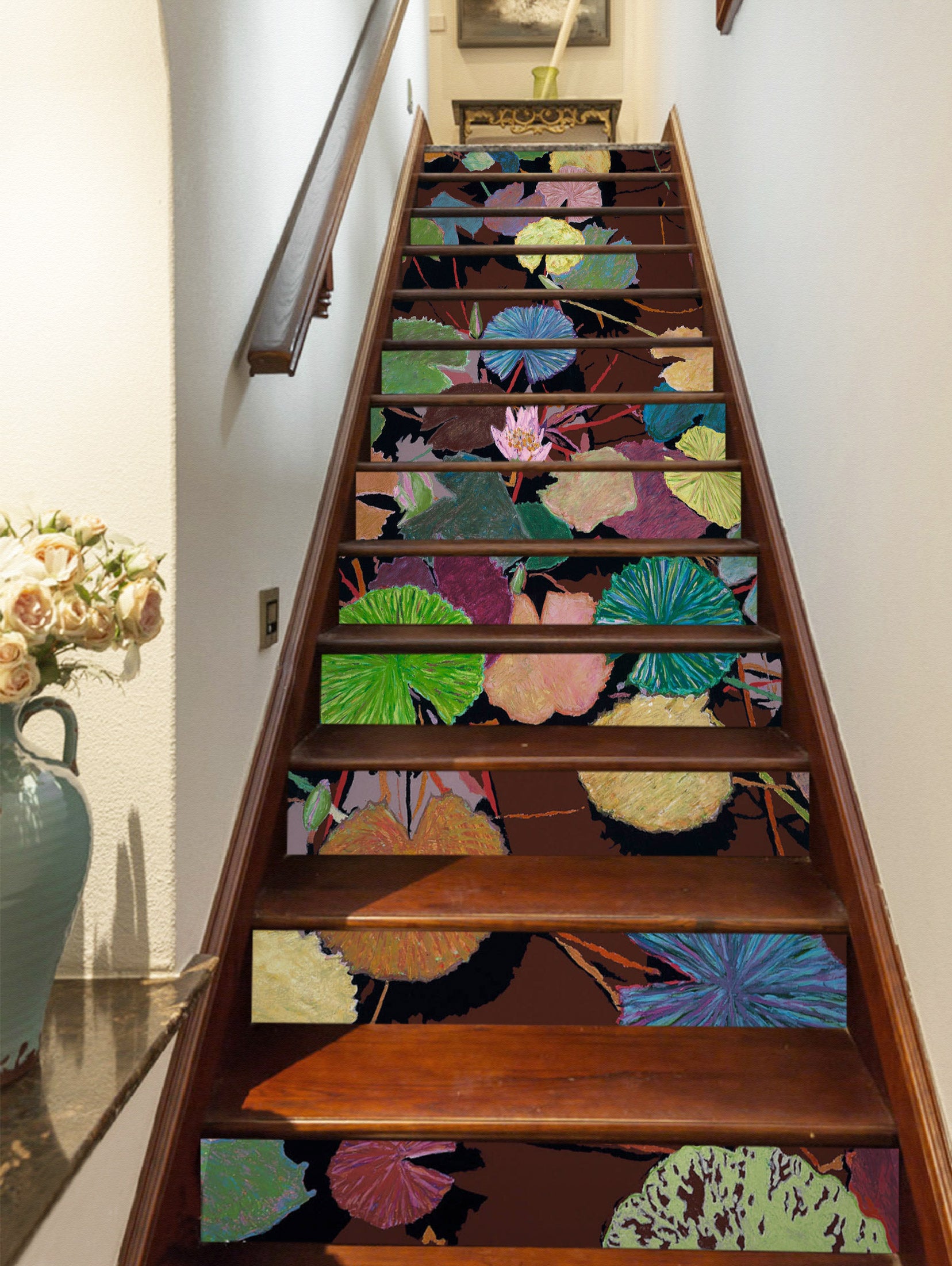 3D Colorful Lotus Leaf 9066 Allan P. Friedlander Stair Risers