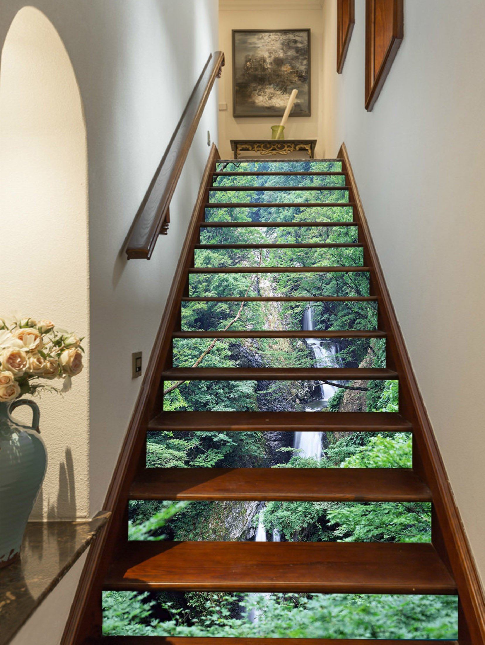 3D Steep Winding River 807 Stair Risers Wallpaper AJ Wallpaper 