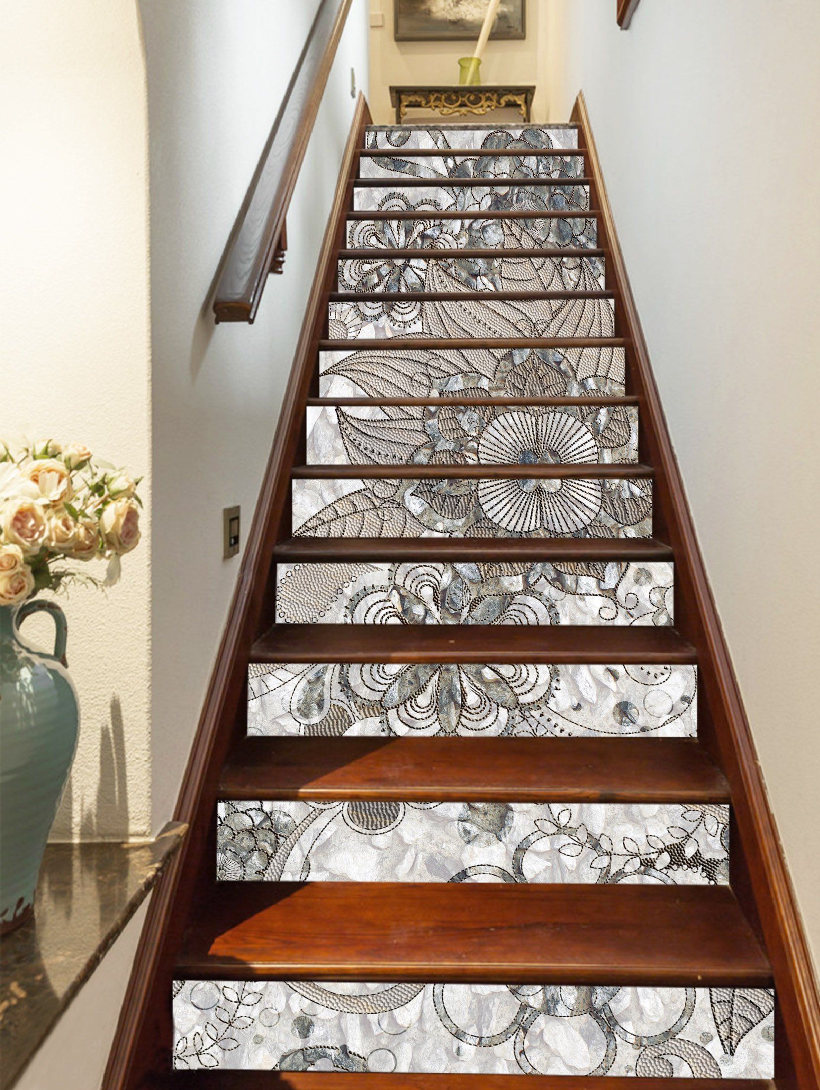 3D Flowers 4321 Stair Risers Wallpaper AJ Wallpaper 