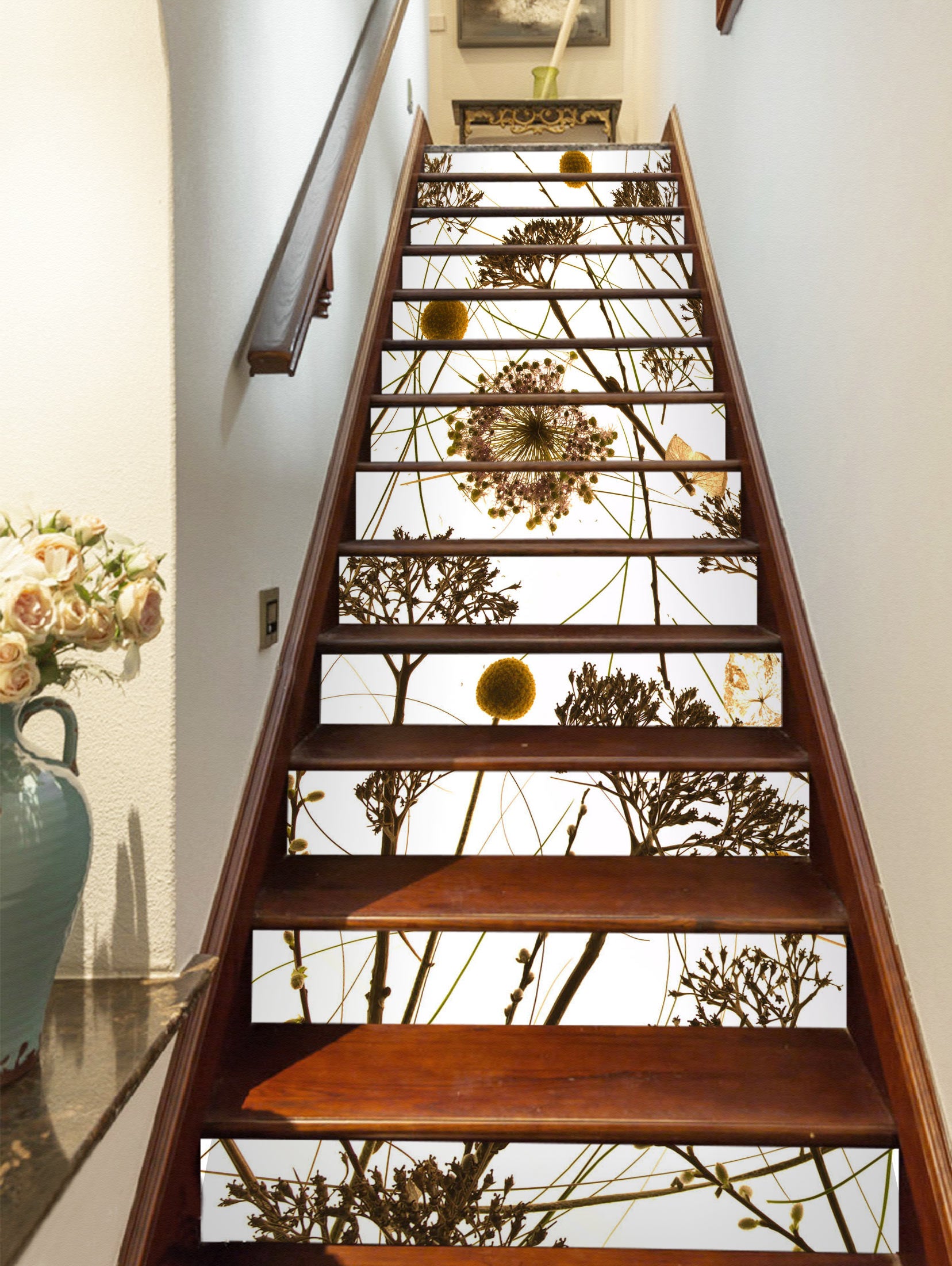 3D Brown Flower Branch 10903 Assaf Frank Stair Risers