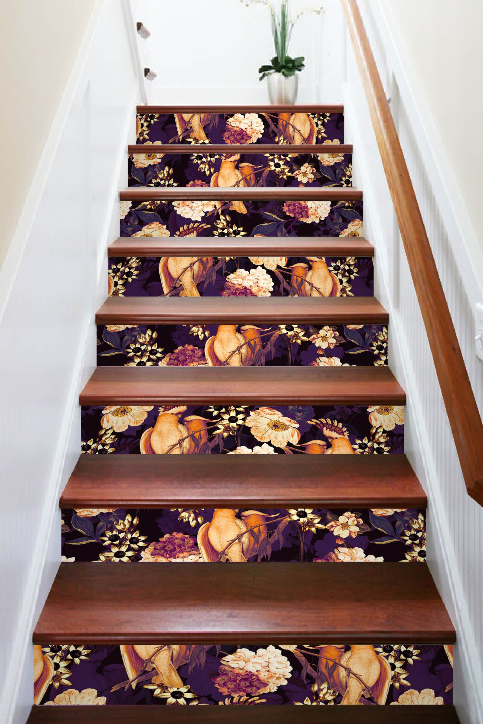 3D Bird Flower Brown 103216 Uta Naumann Stair Risers