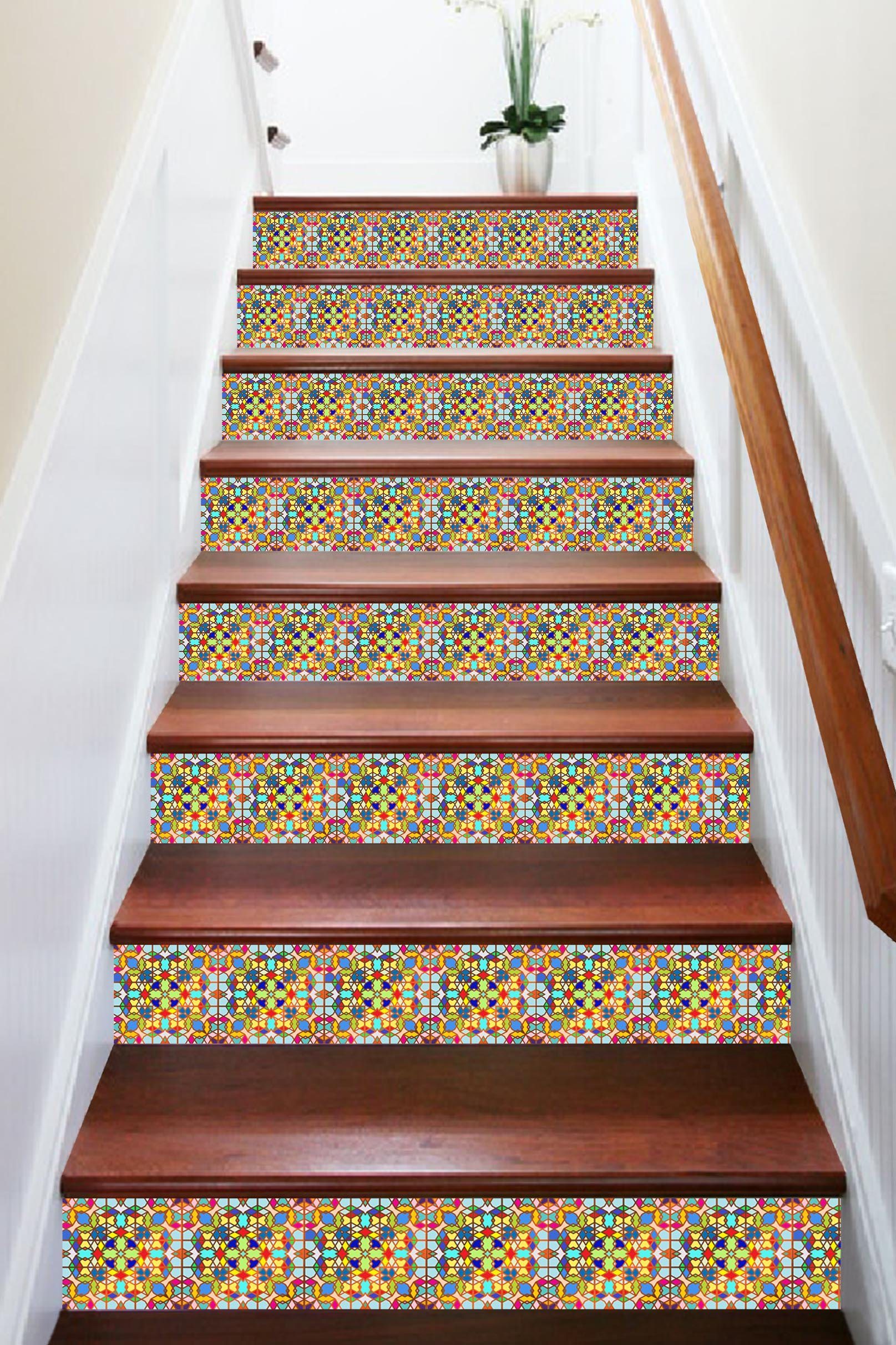 3D Color Pattern 939 Stair Risers Wallpaper AJ Wallpaper 