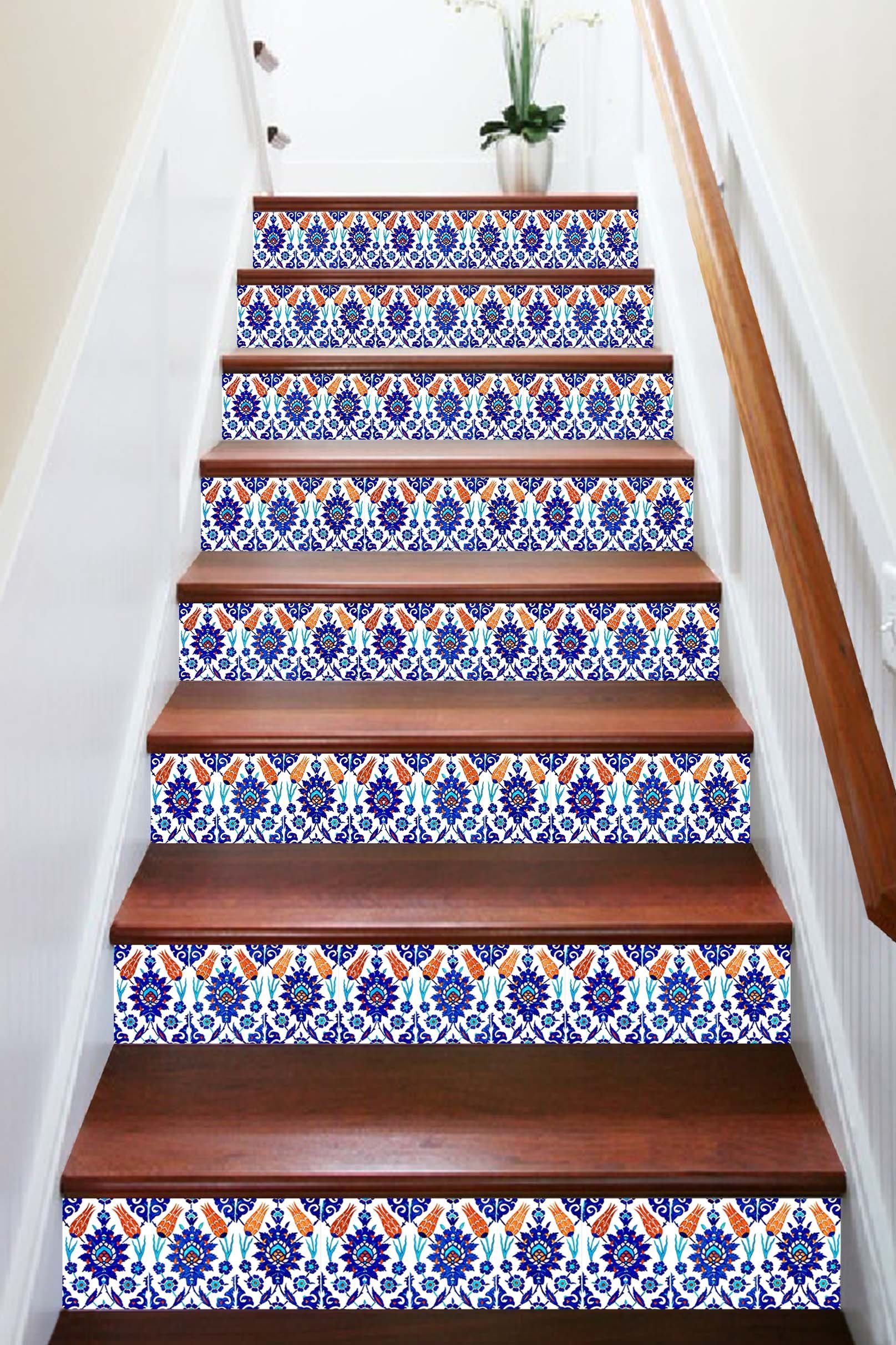 3D Blue Pattern 835 Stair Risers Wallpaper AJ Wallpaper 