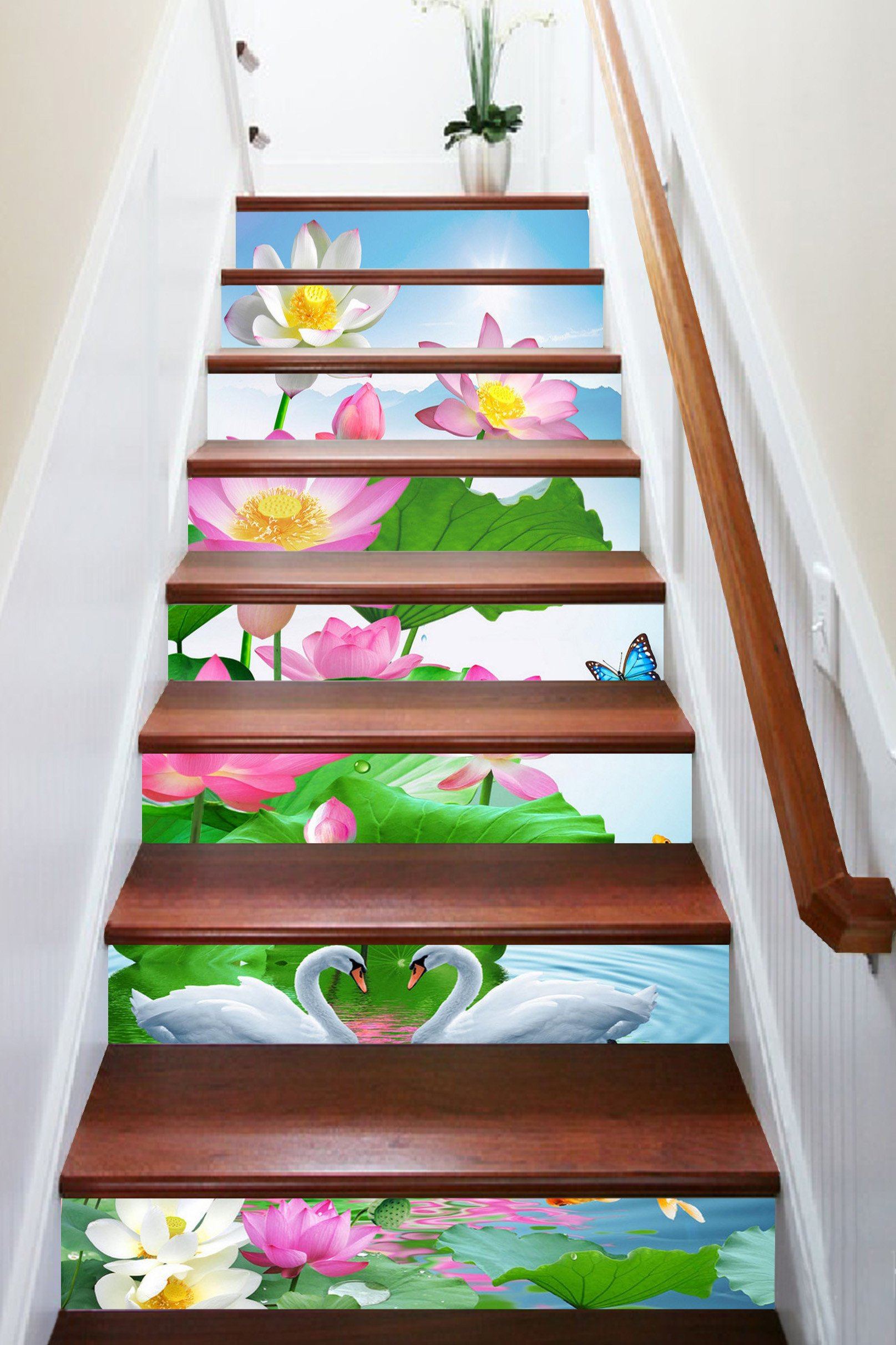 3D Charming Lotus Flowers 1422 Stair Risers Wallpaper AJ Wallpaper 