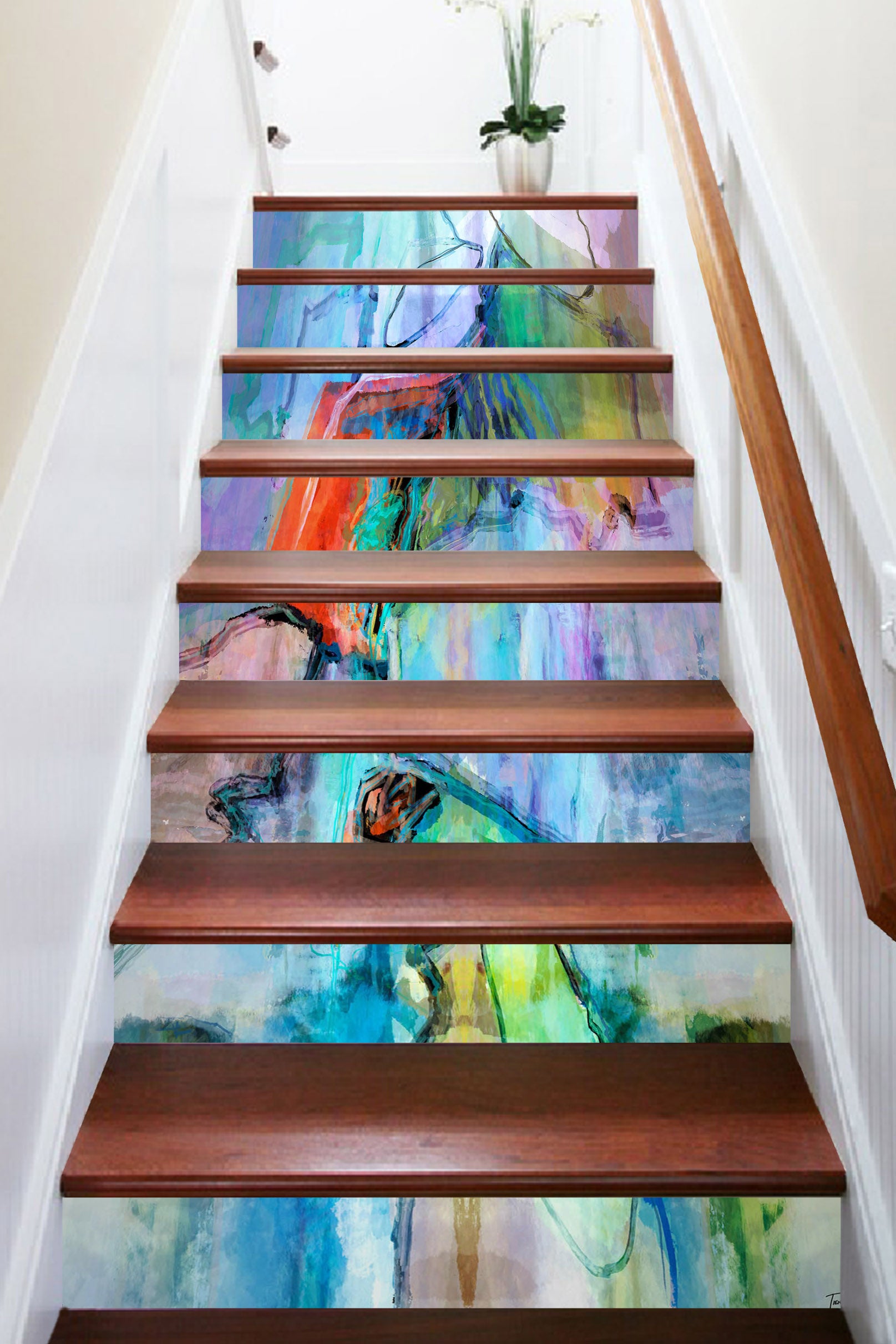 3D Watercolor Pattern 104198 Michael Tienhaara Stair Risers