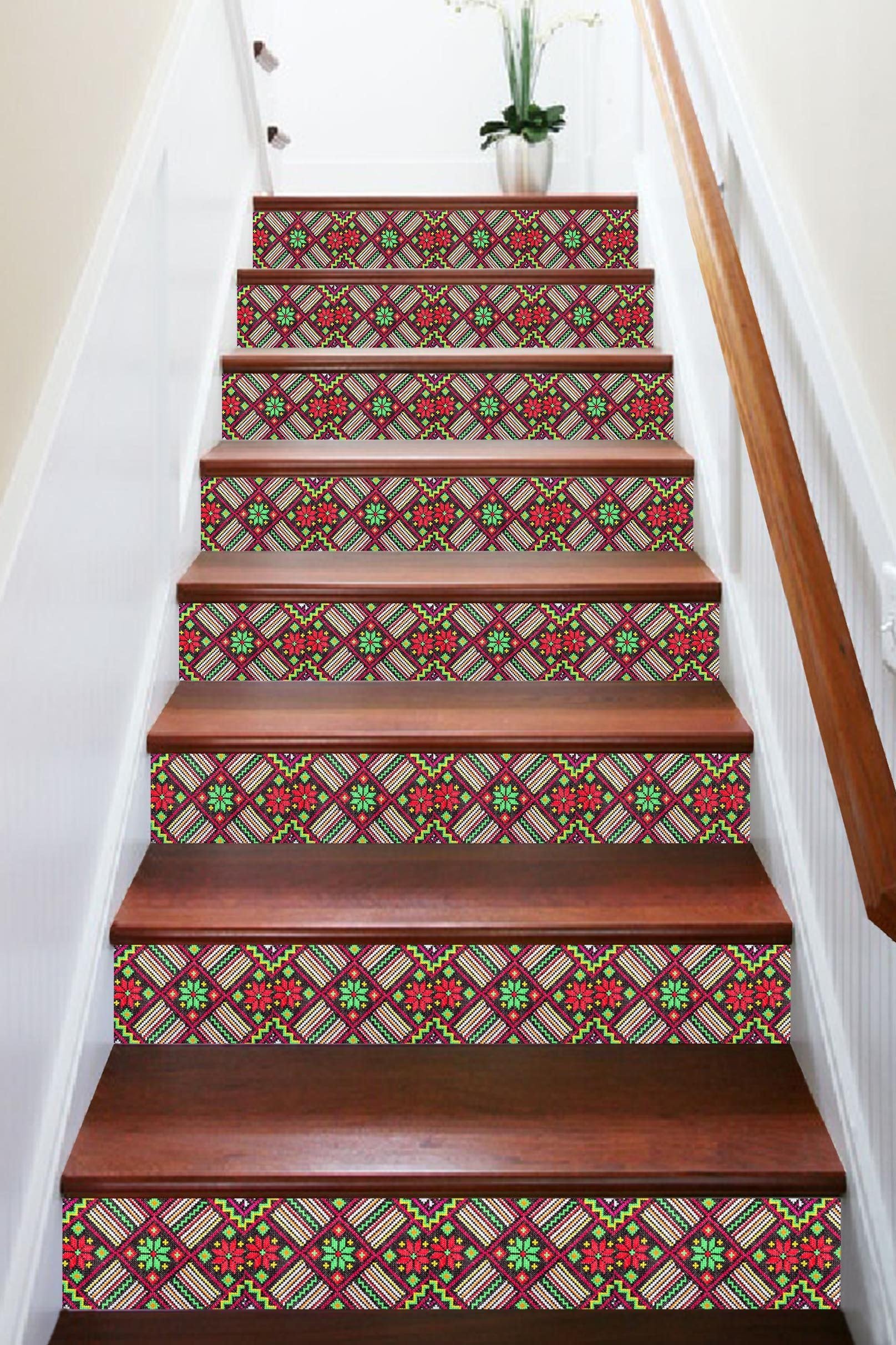 3D Retro Pattern 1028 Stair Risers Wallpaper AJ Wallpaper 