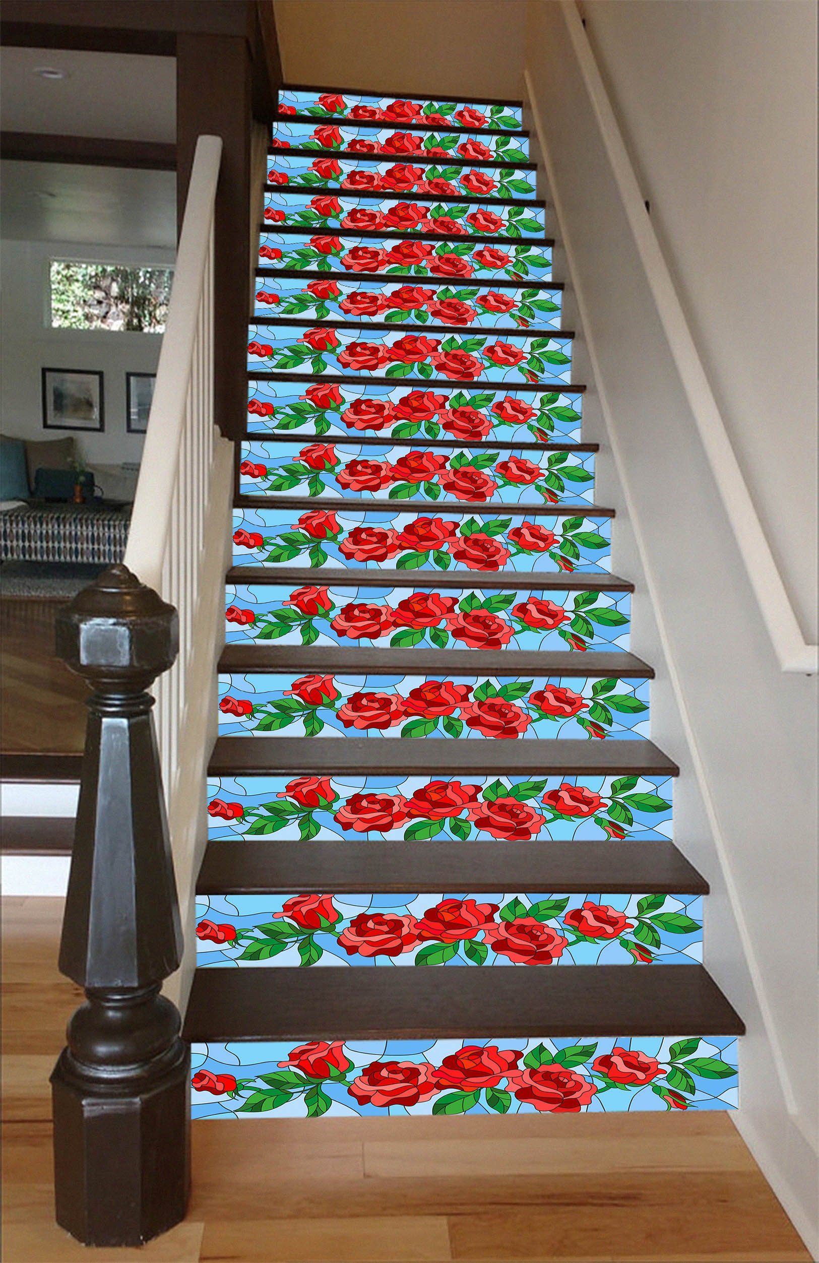 3D Red Rose 2109 Stair Risers Wallpaper AJ Wallpaper 