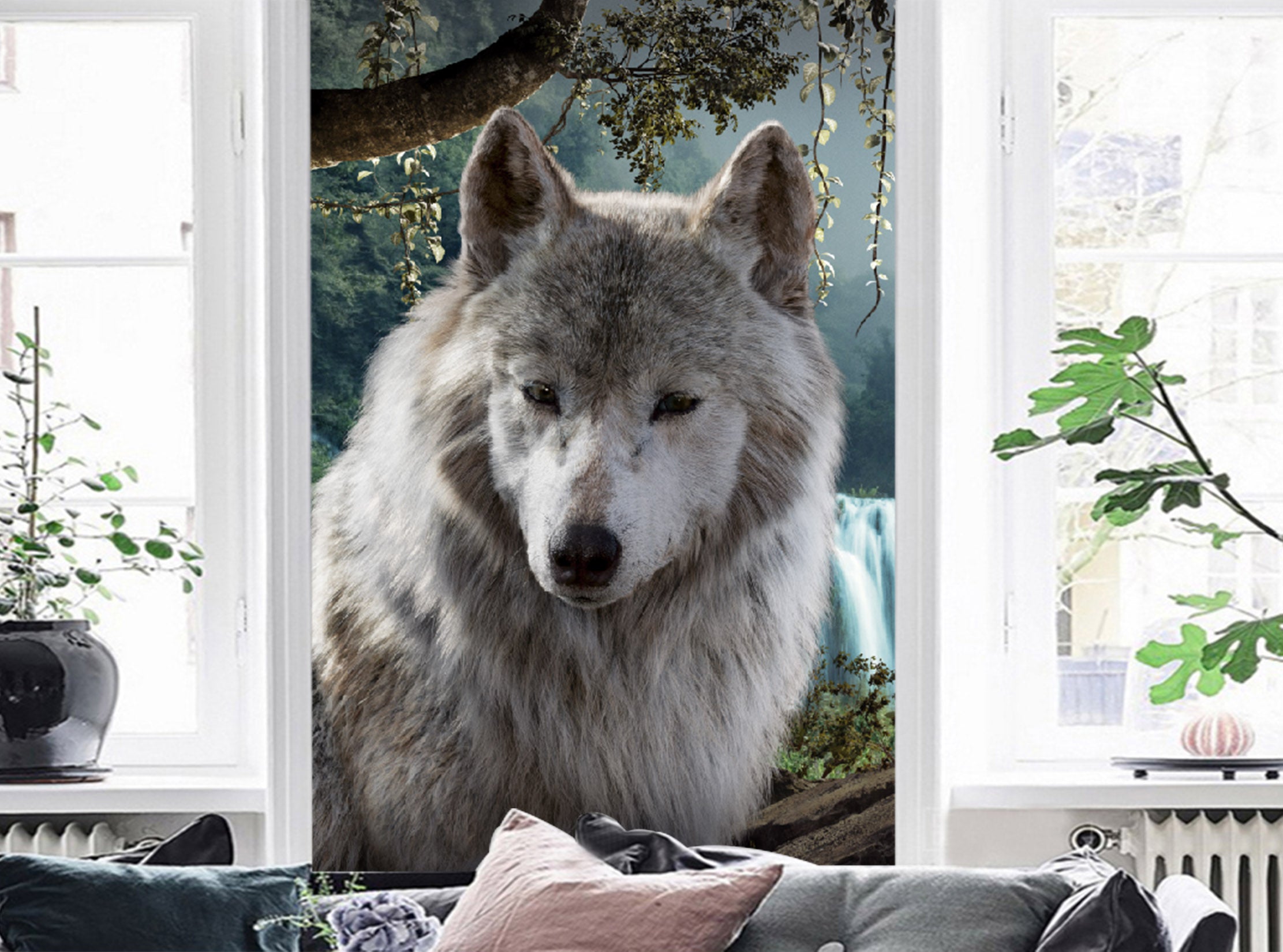 3D Wolf Falls 120 Wall Murals