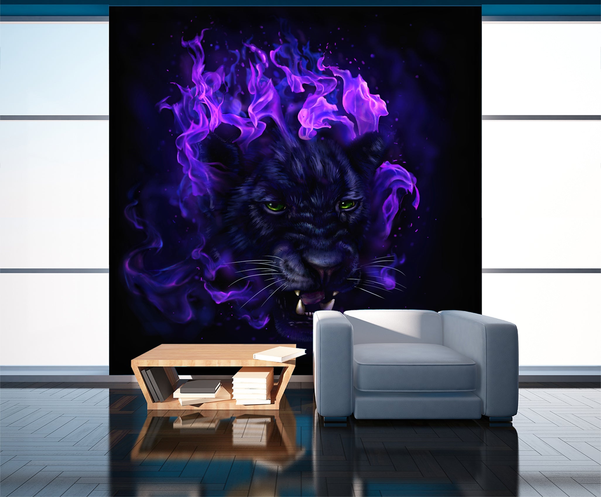 3D Purple Tiger 330 Wall Murals