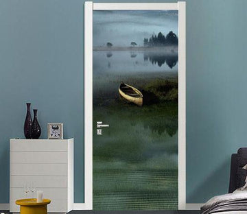 3D boat rivers painting door mural Wallpaper AJ Wallpaper 