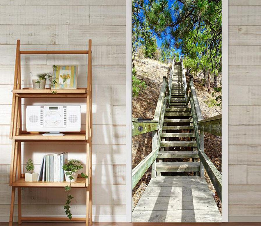 3D stair case stone door mural Wallpaper AJ Wallpaper 