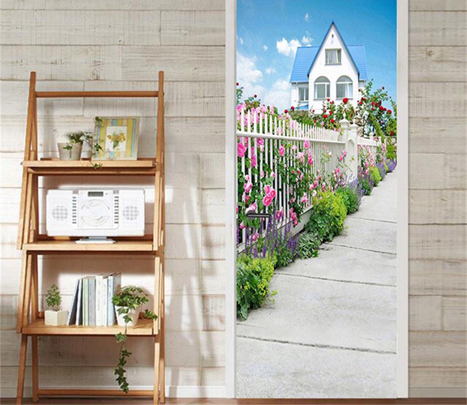 3D the flowers on the roadside door mural Wallpaper AJ Wallpaper 