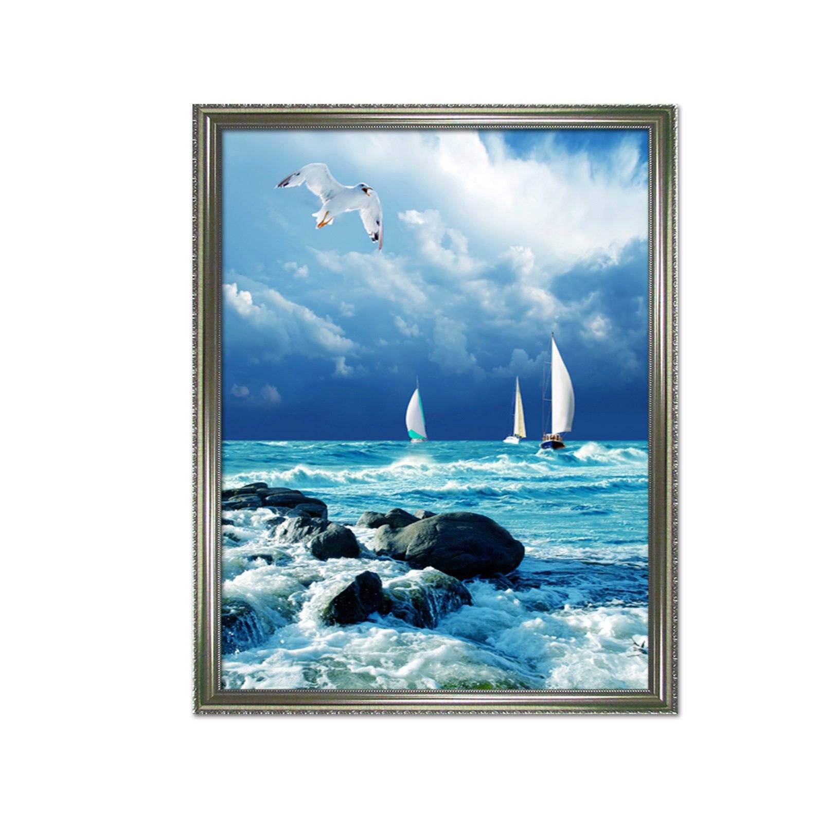 3D Storm Waves 012 Fake Framed Print Painting Wallpaper AJ Creativity Home 