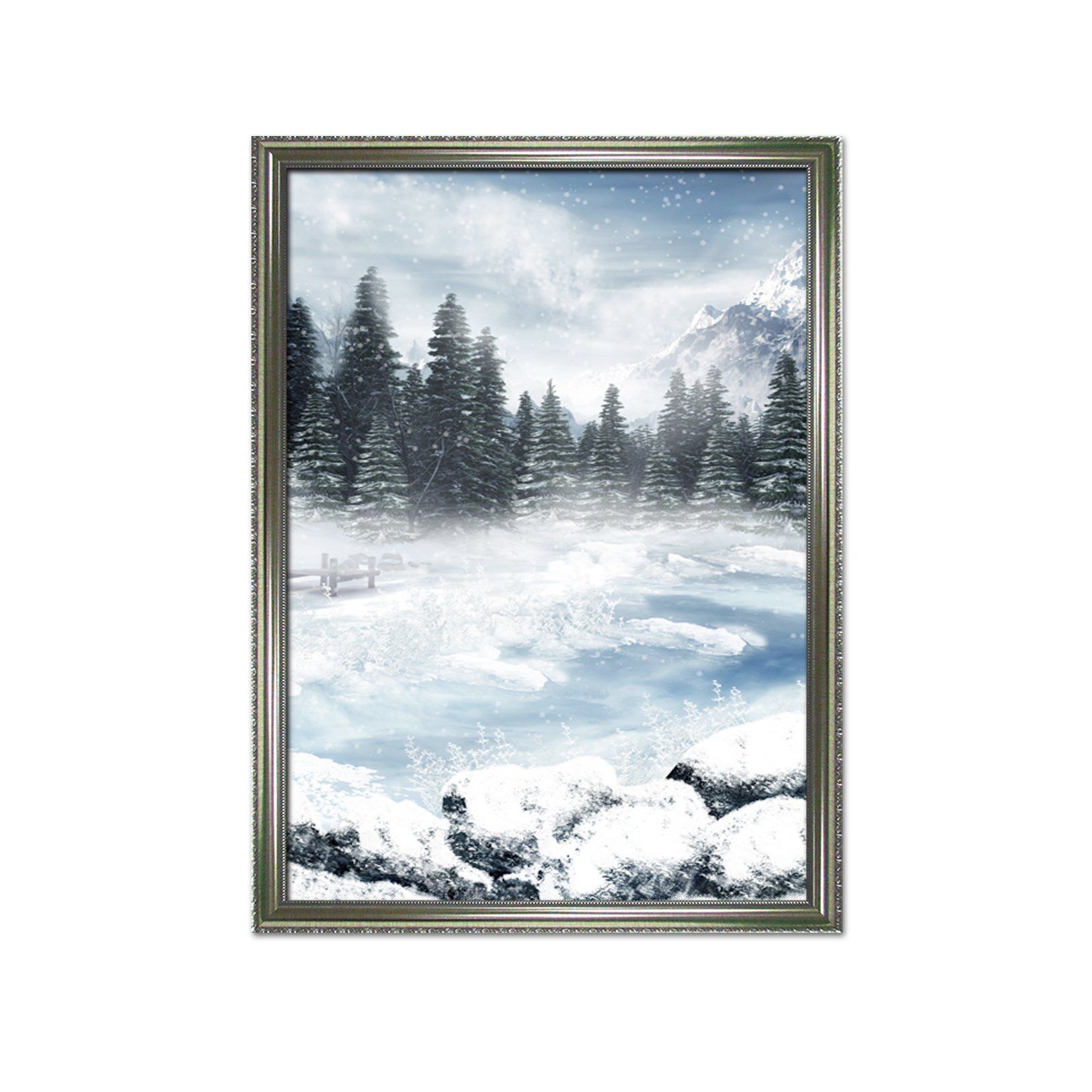 3D Ice Lake 015 Fake Framed Print Painting Wallpaper AJ Creativity Home 