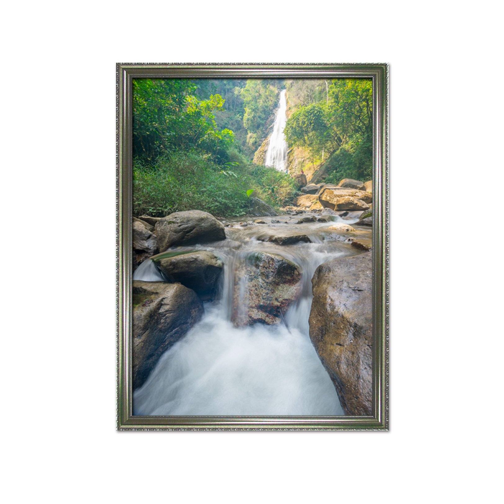 3D Forest Waterfall 053 Fake Framed Print Painting Wallpaper AJ Creativity Home 