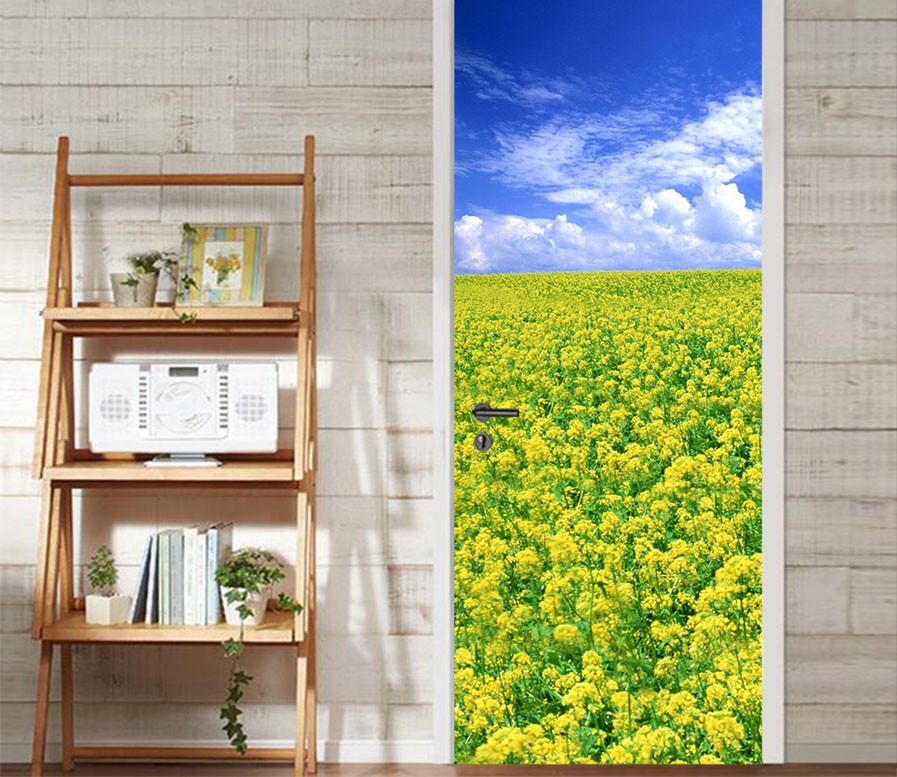 3D yellow rape field door mural Wallpaper AJ Wallpaper 