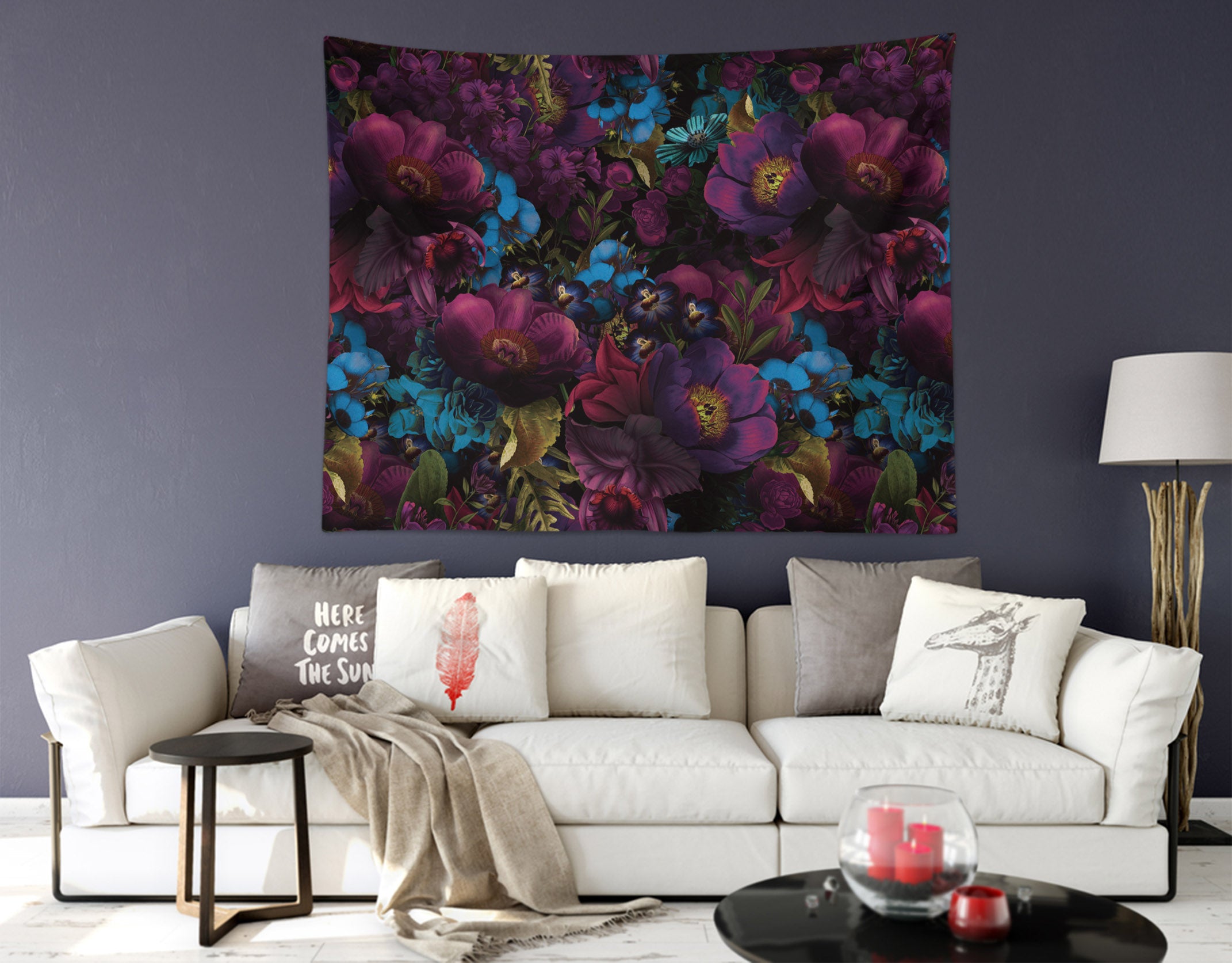 3D Dark Purple Flowers 905 Uta Naumann Tapestry Hanging Cloth Hang