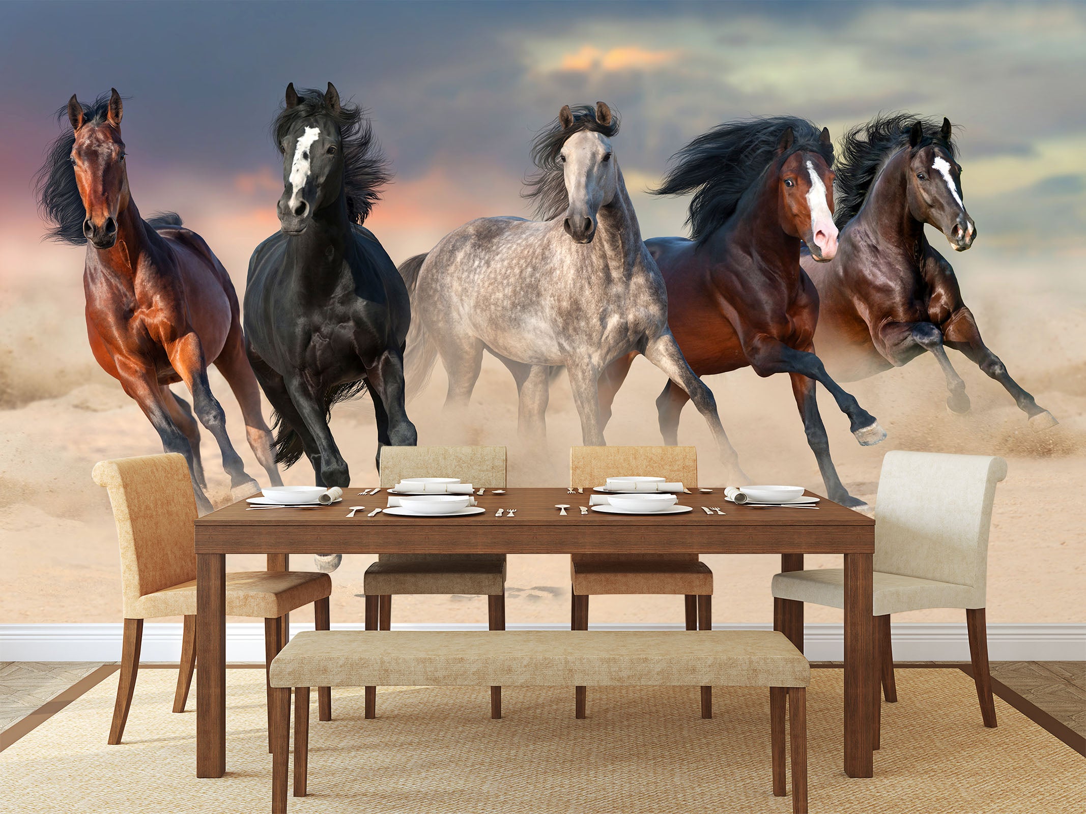 3D Dust Horse 449 Wall Murals