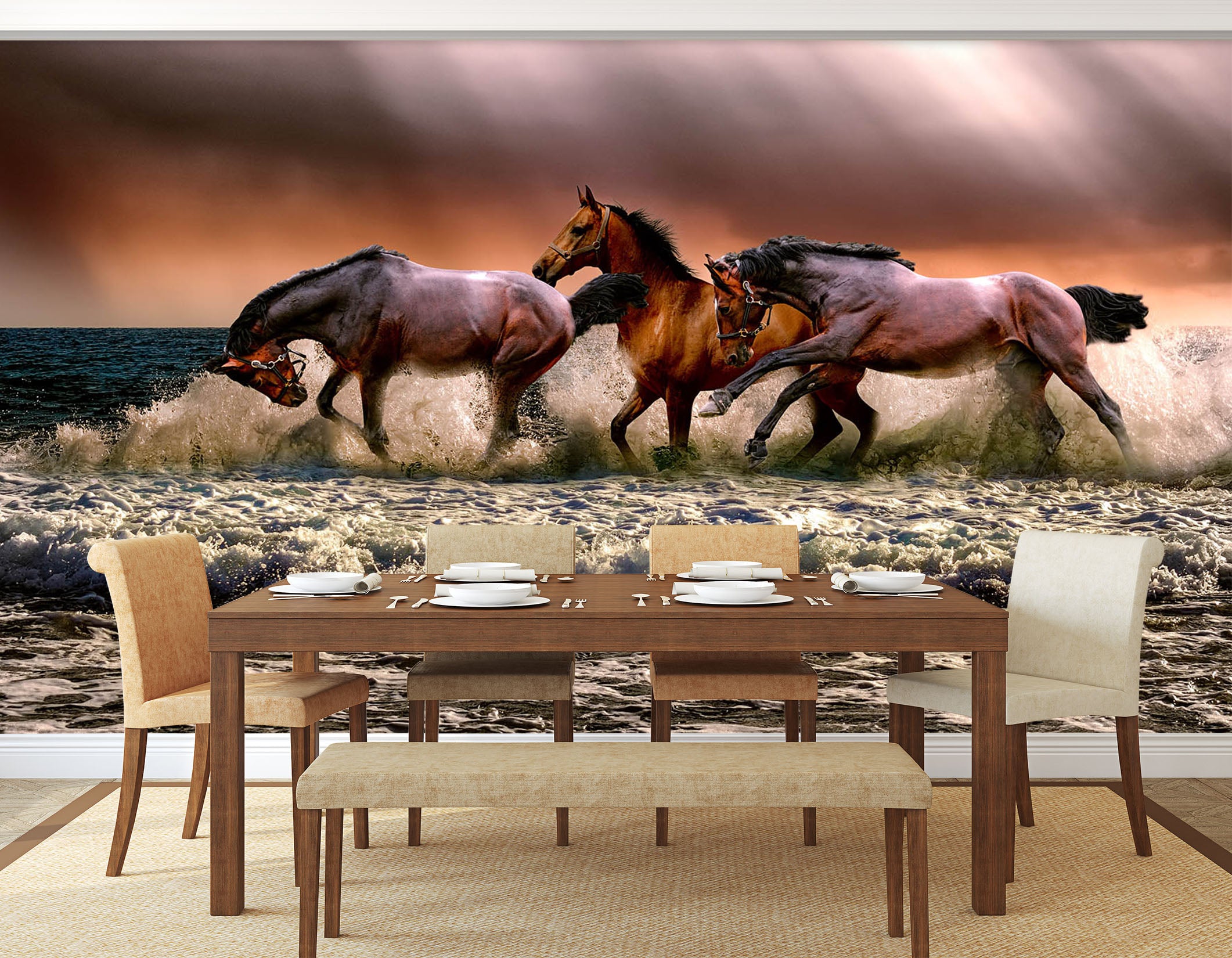 3D Sea Wave Horse 134 Wall Murals