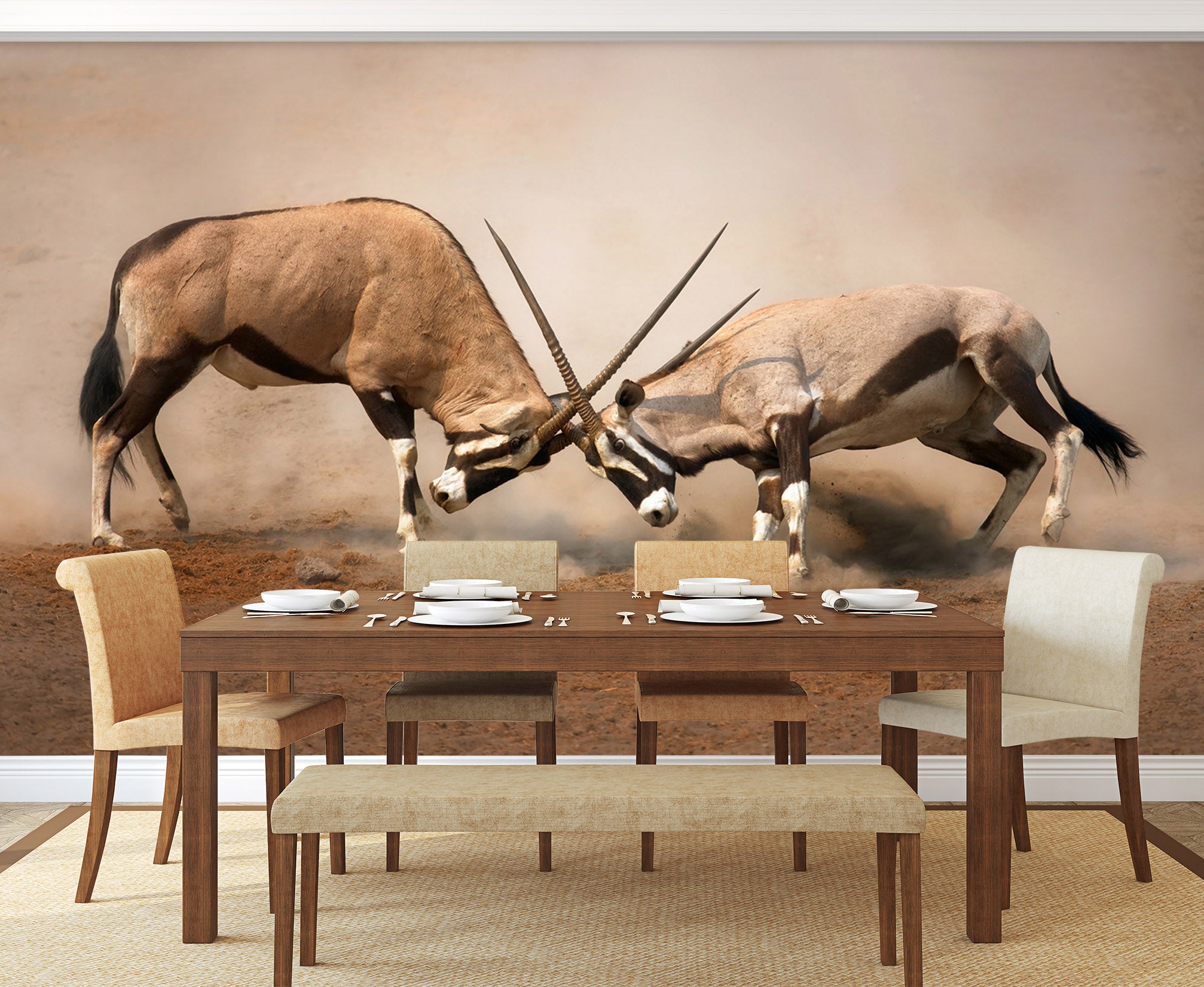 3D Antelope Battle 205 Wall Murals