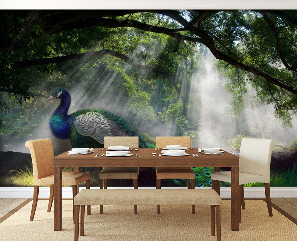 3D Peacock Forest WC530 Wall Murals