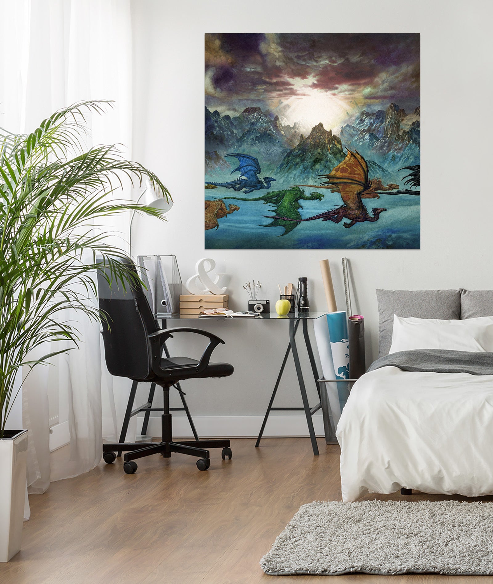 3D Mountains Color Dragon 8054 Ciruelo Wall Sticker